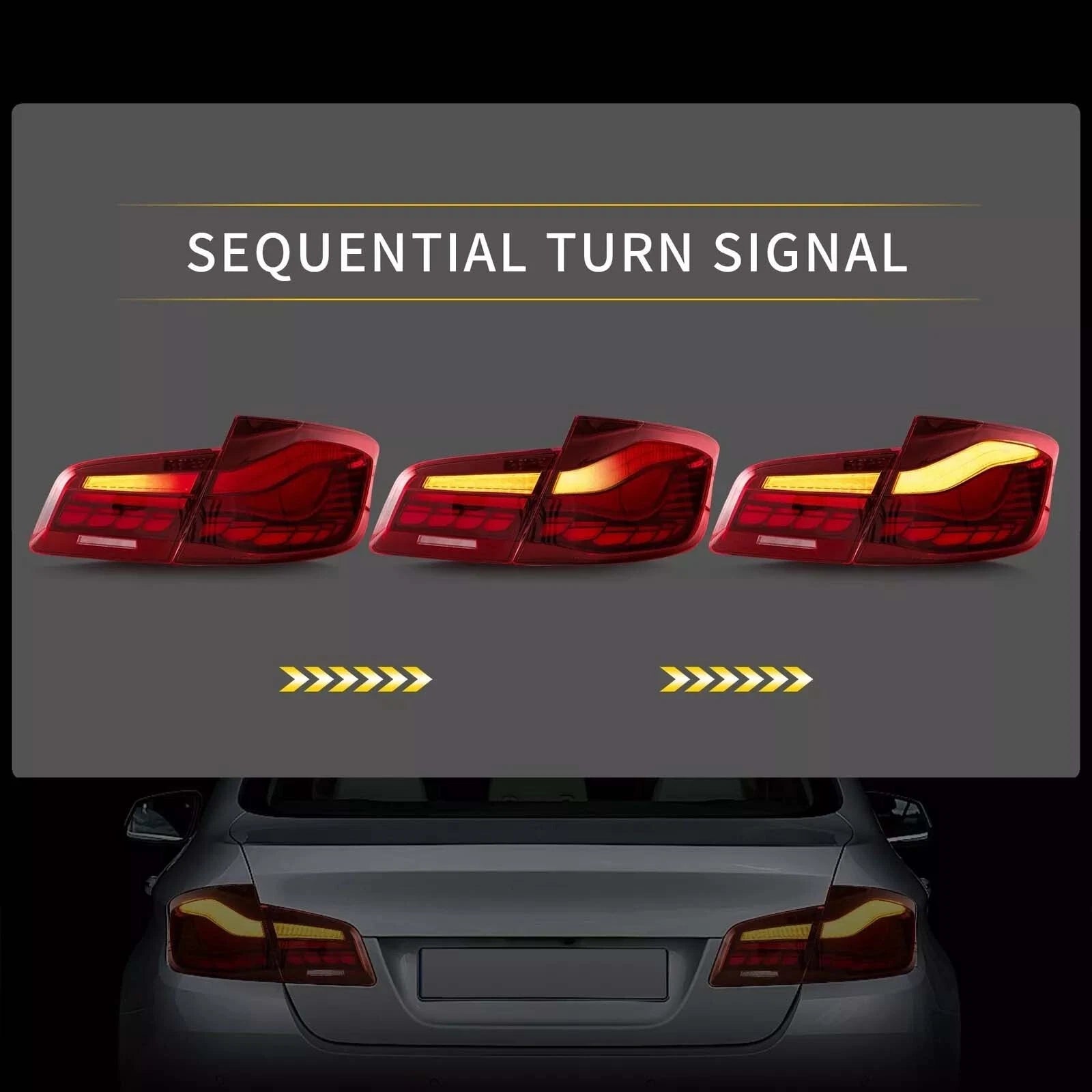 LED GTS TAIL LIGHTS FOR 5 SERIES BMW F10 F18 2011-2017 M5 W/ANIMATION REAR LAMPS