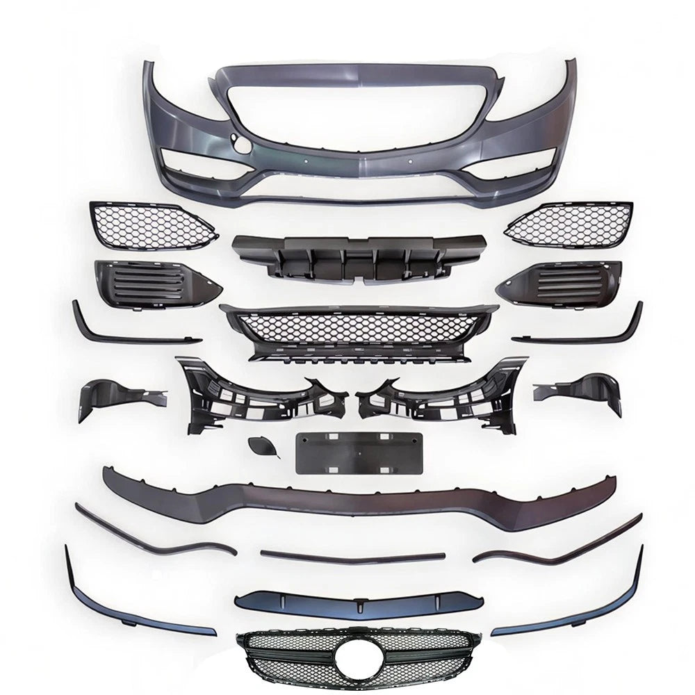 FOR MERCEDES W205 C205 C63 CONVERSION FRONT BUMPER GRILLE BODYKIT PRIMED 2015-18