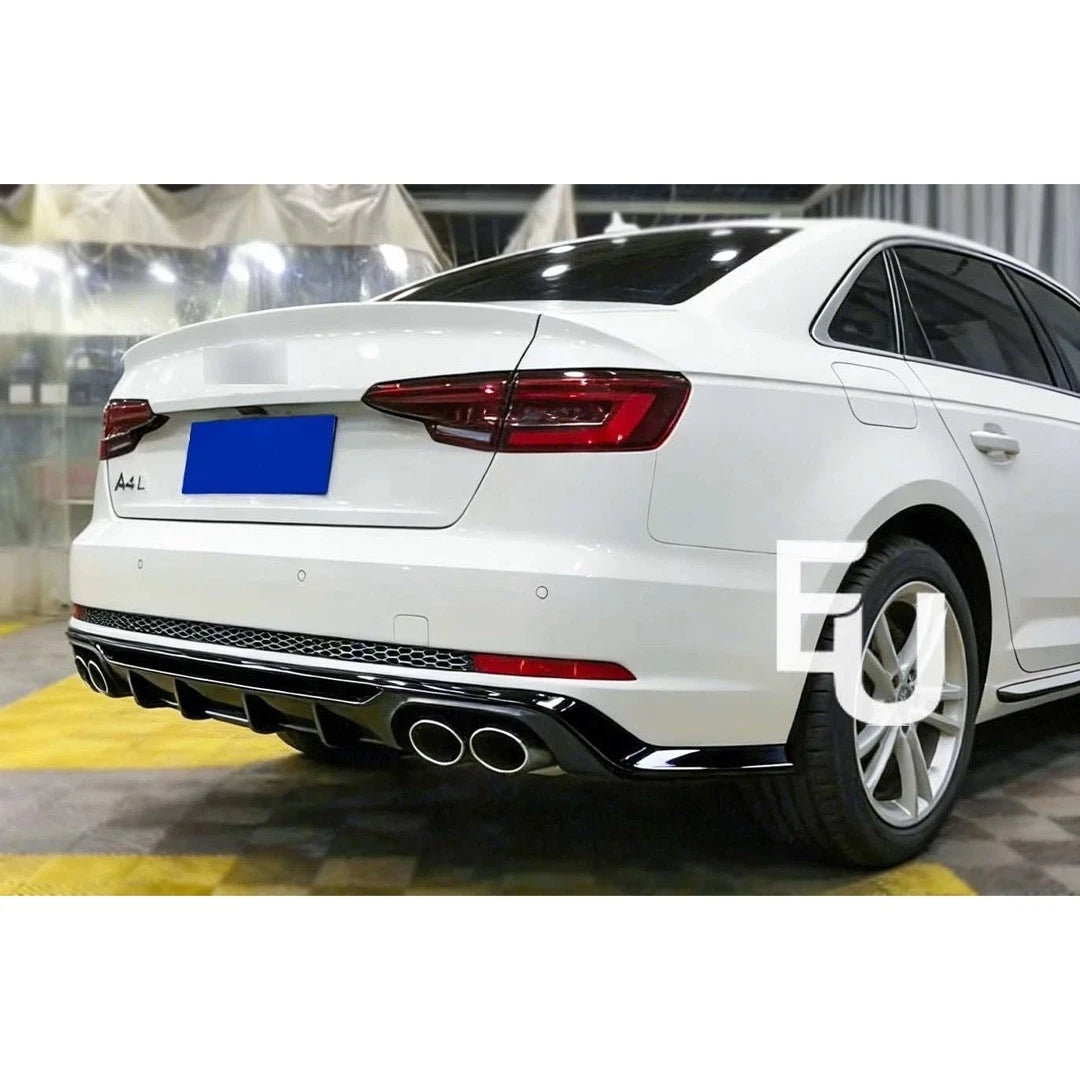 FOR AUDI A4 S4 B9 SLINE REAR BUMPER DIFFUSER SPLITTER GLOSS BLACK 2015-2019