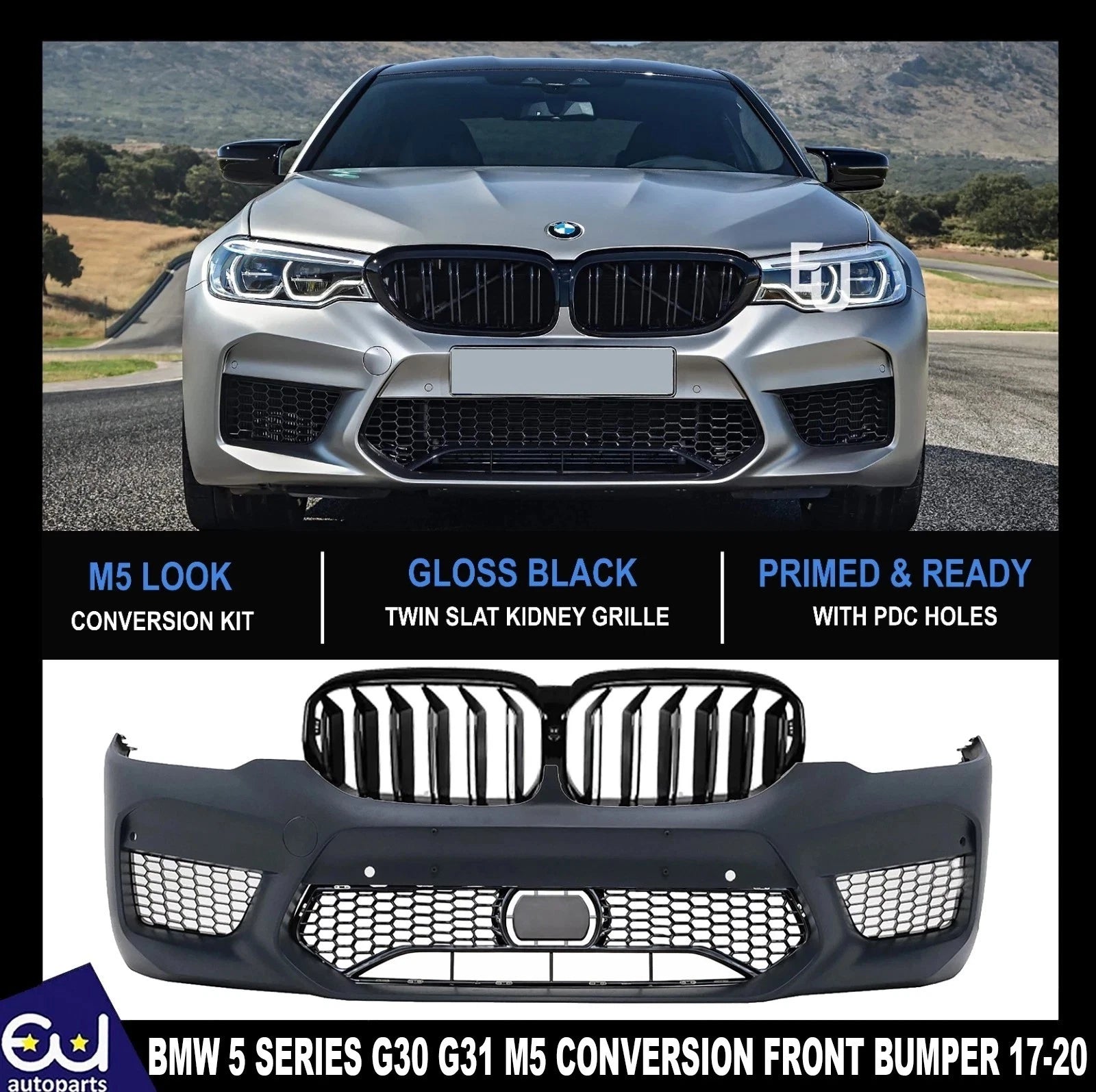 FOR BMW 5 SERIES G30 G31 17-20 SALOON TOURING M5 CONVERSION FRONT BUMPER BODYKIT