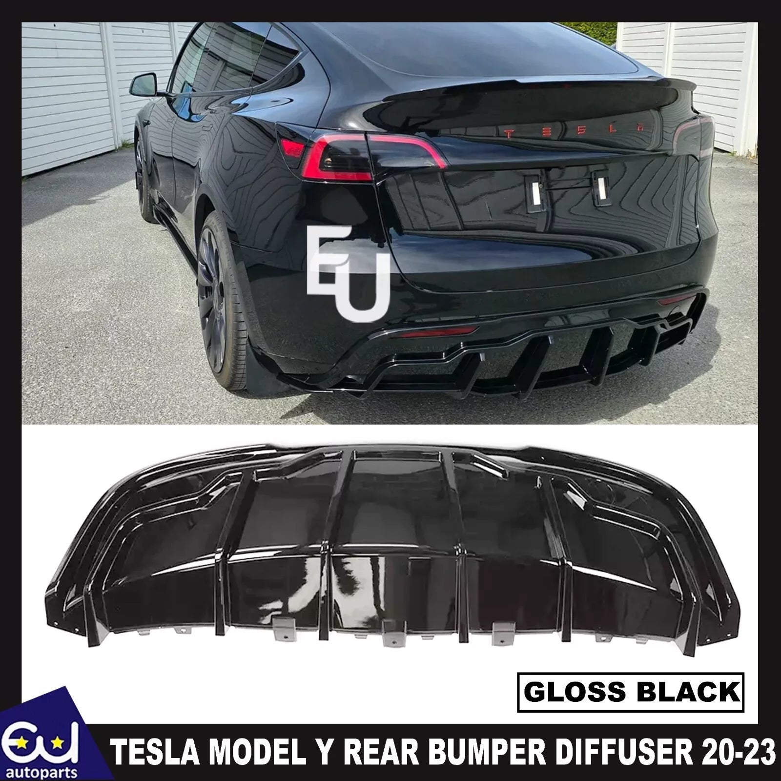 FOR TESLA MODEL Y REAR BUMPER DIFFUSER LIP SPOILER GLOSS BLACK 2020-2023