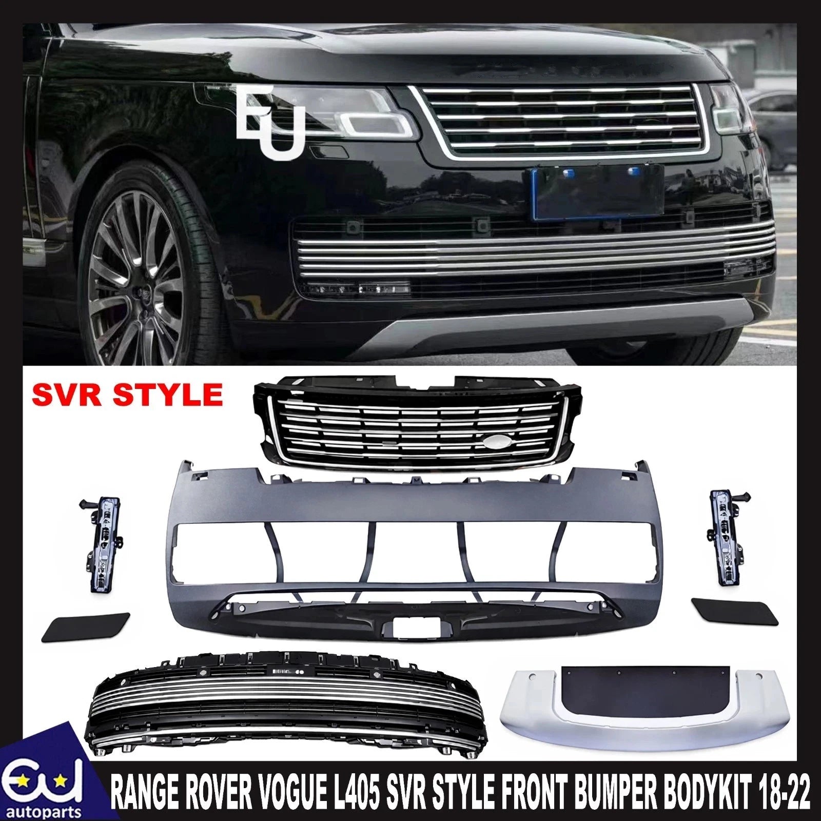 FOR LAND RANGE ROVER VOGUE L405 SVR LOOK STYLE FRONT BUMPER BODY KIT 2018-2022