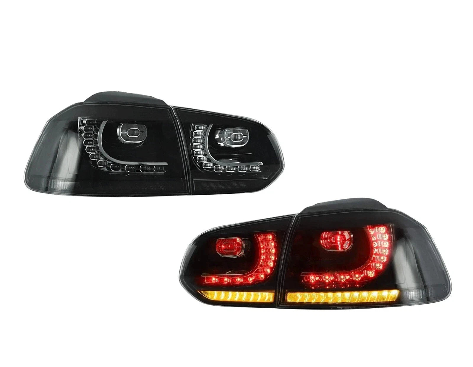 FOR VW GOLF MK6 LED HEADLIGHT SMOKED REAR TAIL LIGHTS LAMP SET 08-13 SEQUENTIAL