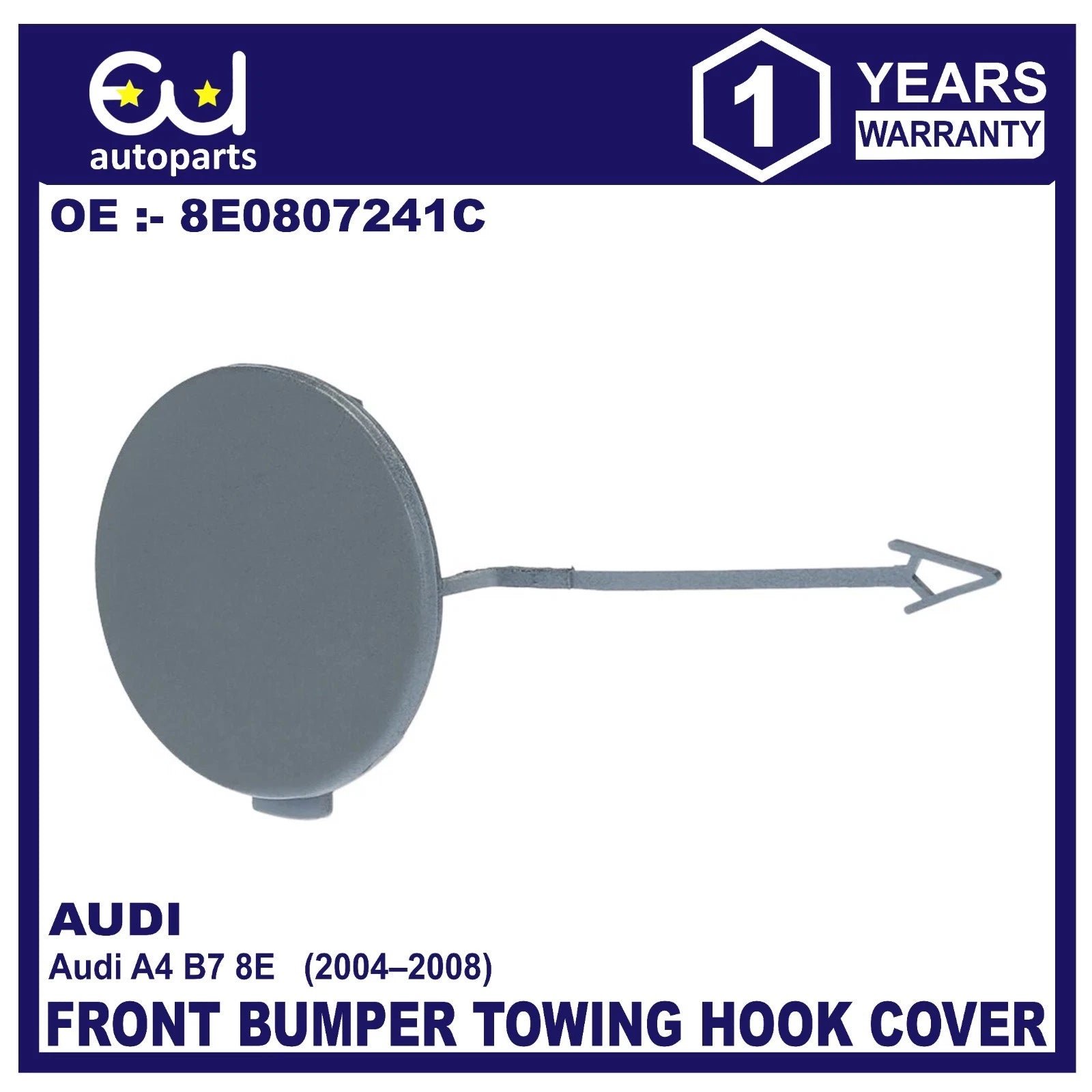 FRONT BUMPER TOWING EYE COVER TOW HOOK COVER FOR AUDI A4 B7 8E 04-08 8E0807241C