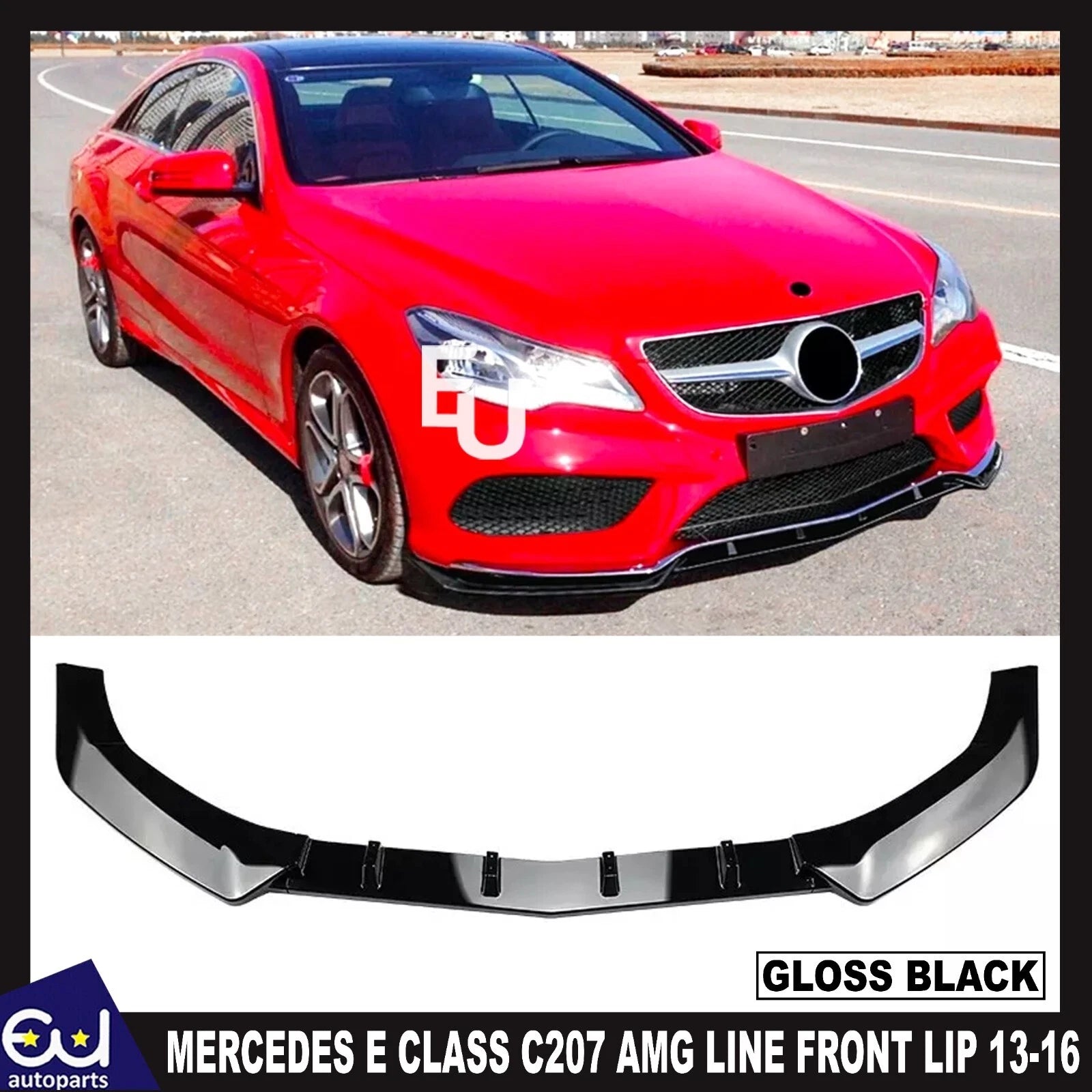 FOR MERCEDES E CLASS COUPE W207 C207 AMG LINE FRONT LIP SPLITTER GLOSS BLK 13-16