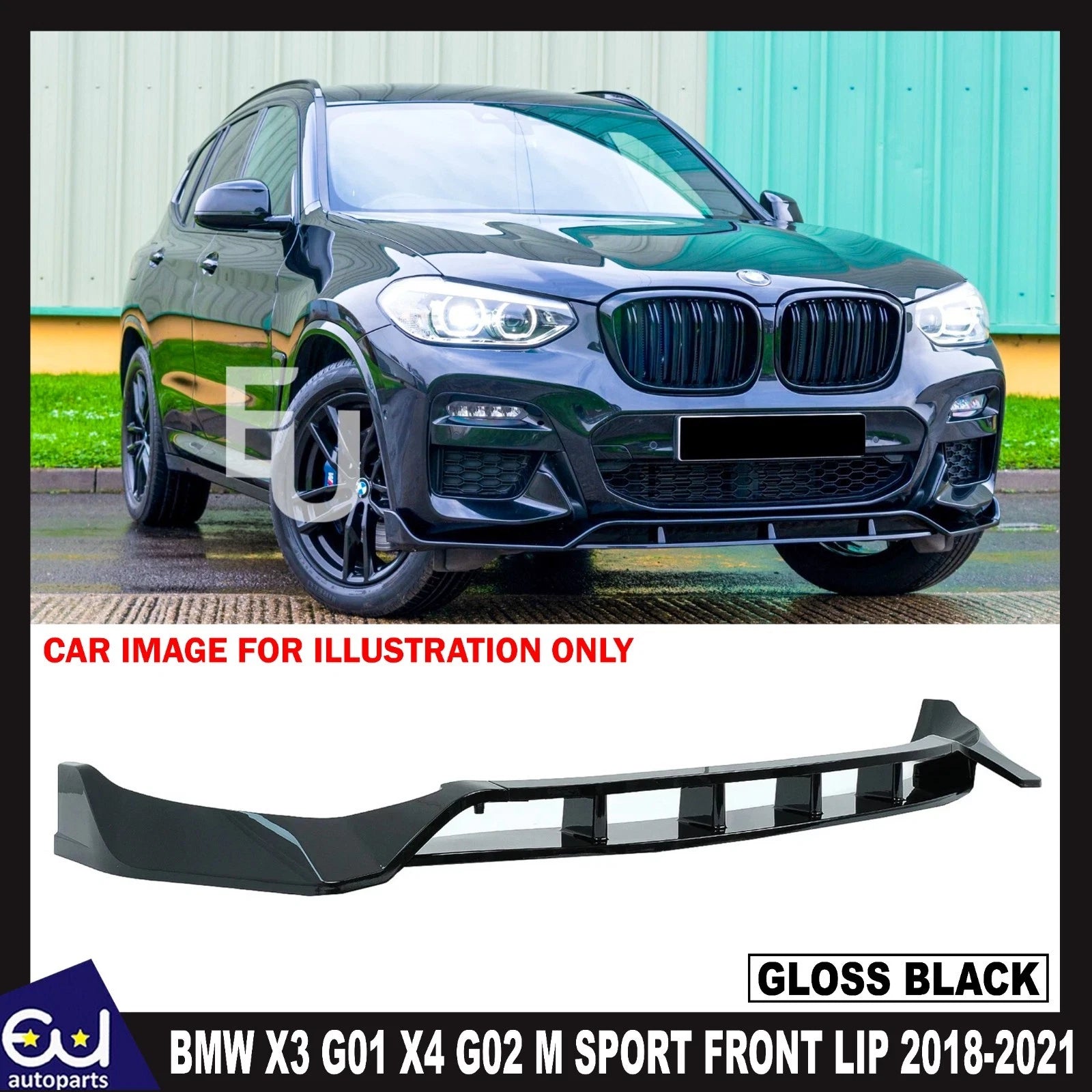 FOR BMW X3 G01 X4 G02 M SPORT FRONT BUMPER SPLITTER LIP GLOSS BLACK 2018-2021