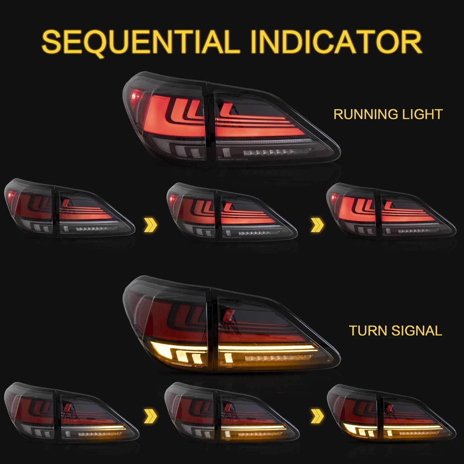 FOR LEXUS RX350 450H 2010-2015 FULL LED SEQUENTIAL TAIL LAMP LIGHTS W/ANIMATION