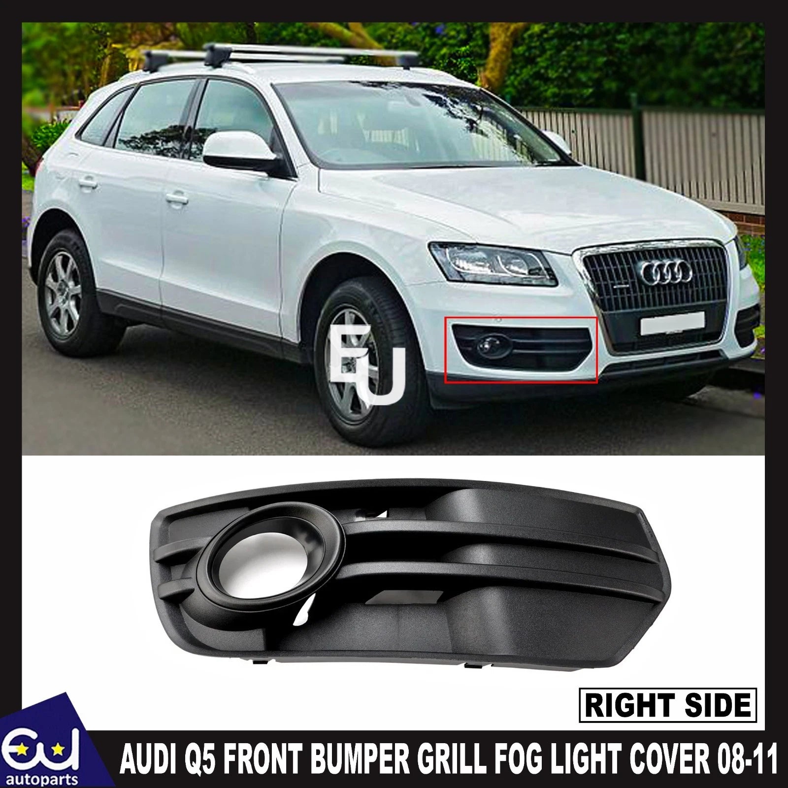FRONT BUMPER GRILL FOG LIGHT LAMP COVERS TRIM FOR AUDI Q5 2008-2011 RIGHT