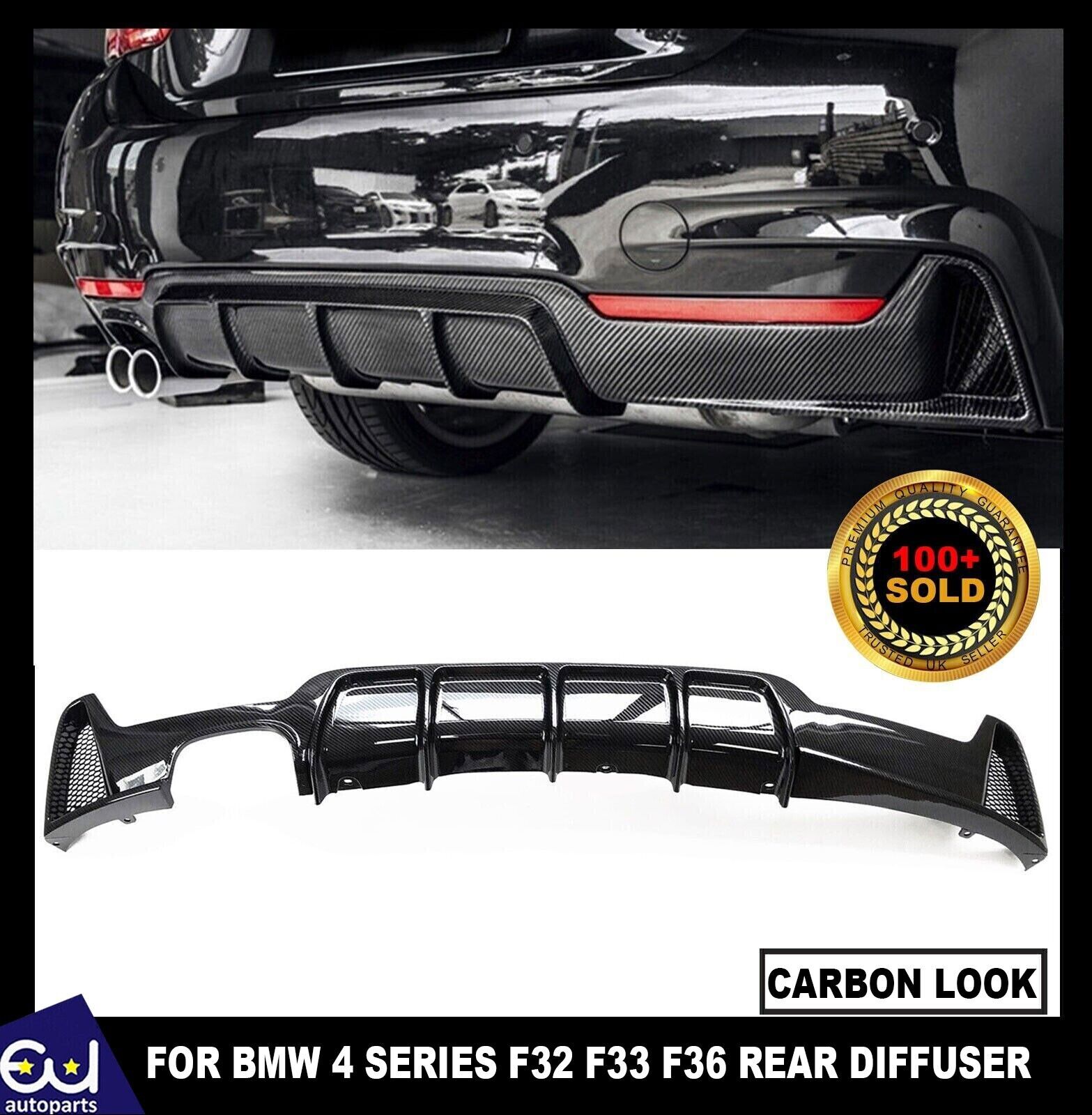 MP STYLE TWIN REAR DIFFUSER FOR BMW 4 SERIES F32 F33 F36 CARBON LOOK 2013-2020