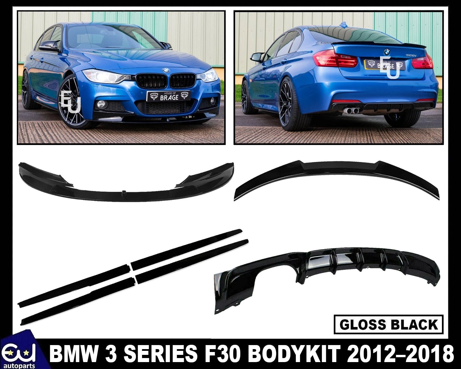 FOR BMW 3 SERIES F30 MP FRONT LIP SPLITTER REAR DIFFUSER BODYKIT BODY KIT