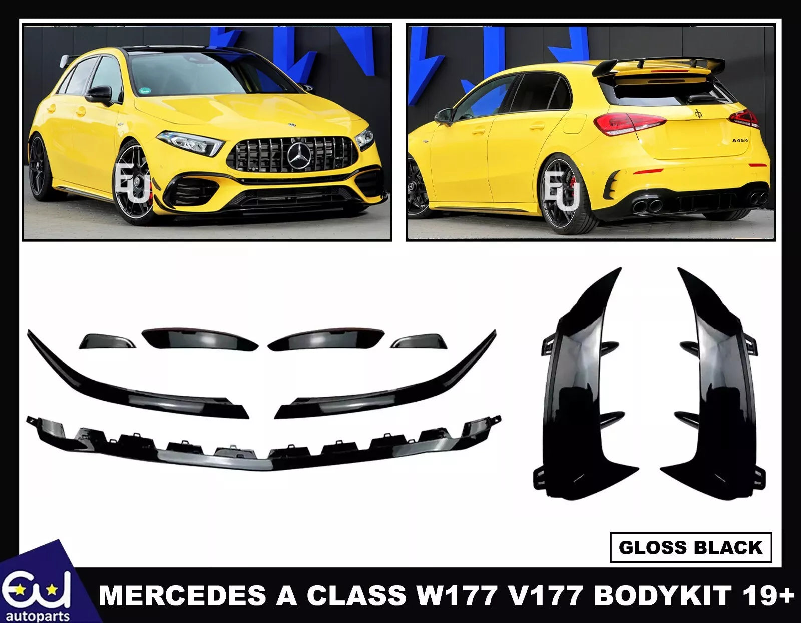 FOR MERCEDES A CLASS W177 V177 BODYKIT AEROKIT BUMPER CANARDS SIDE AIR VENTS 19+