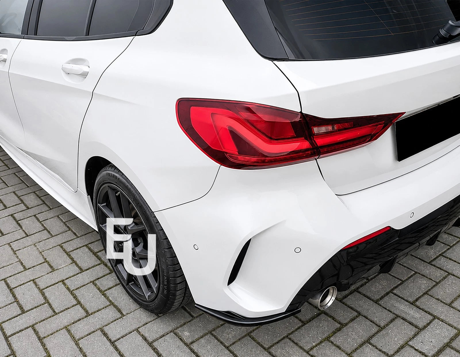 FOR BMW 1 SERIES F40 M SPORT REAR SIDE SPLITTER BUMPER DIFFUSER GLOSS BLACK 19+