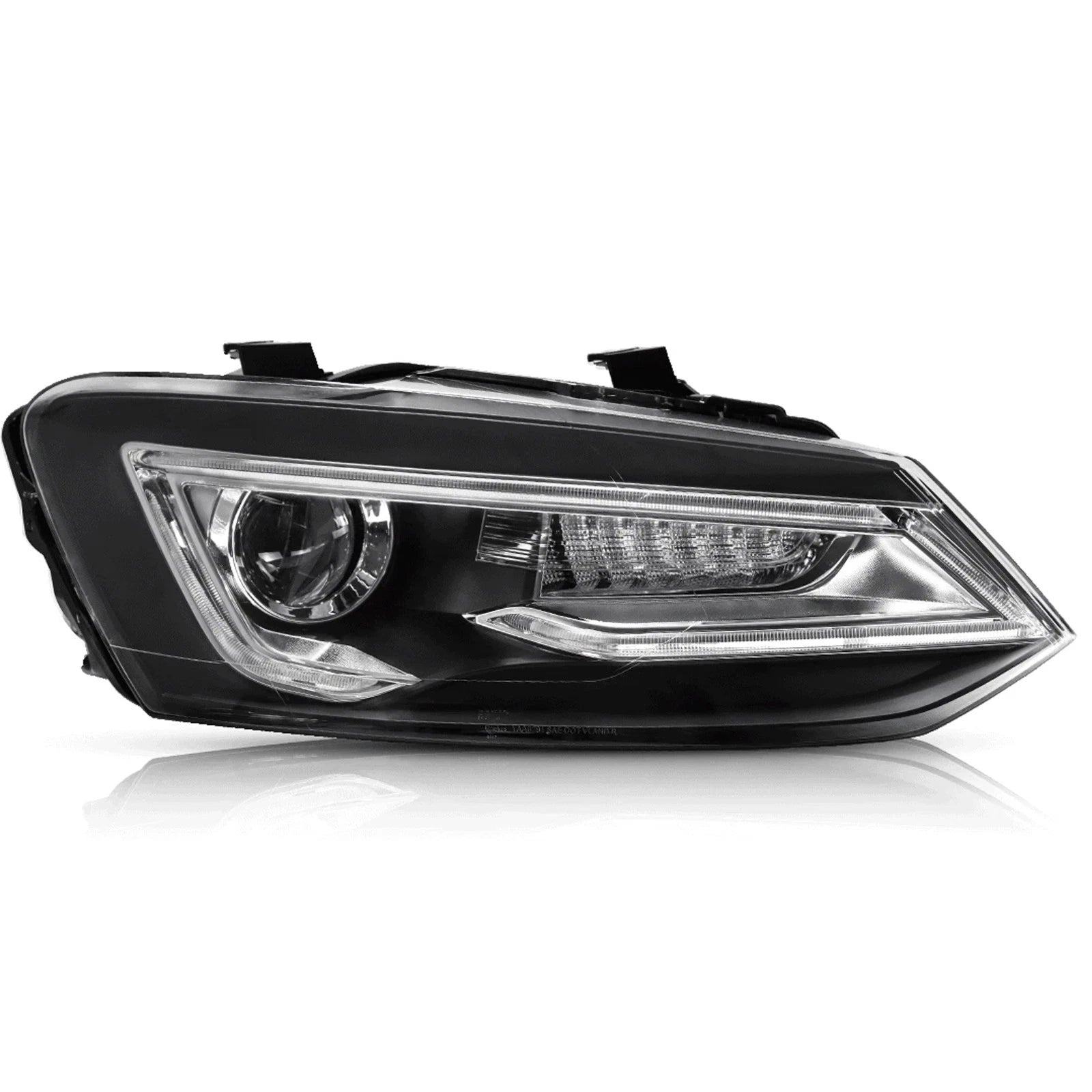 LED HEADLIGHT SMOKED REAR TAIL LIGHTS LAMP SET FOR VW POLO 11-17 WITH SEQUENTIAL