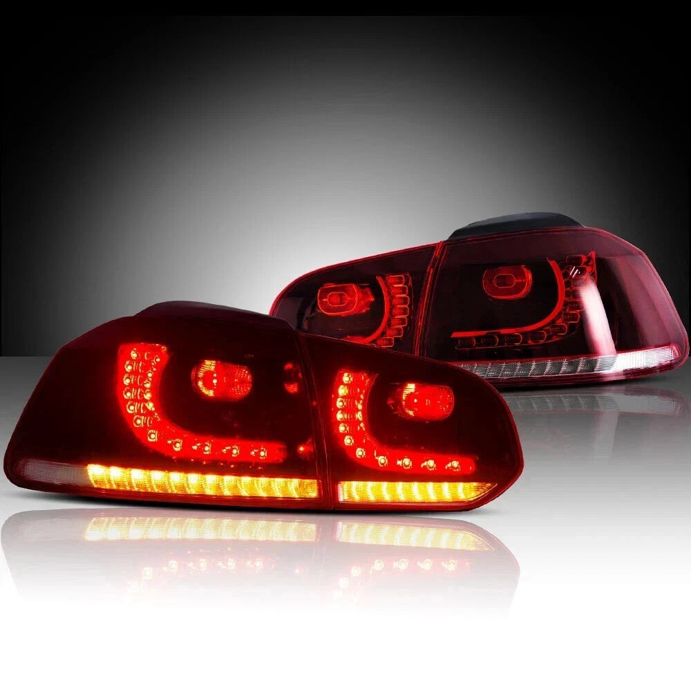 HEADLIGHT SMOKED REAR TAIL LIGHTS LAMP SET FOR VW GOLF MK6 LED 08-13 SEQUENTIAL