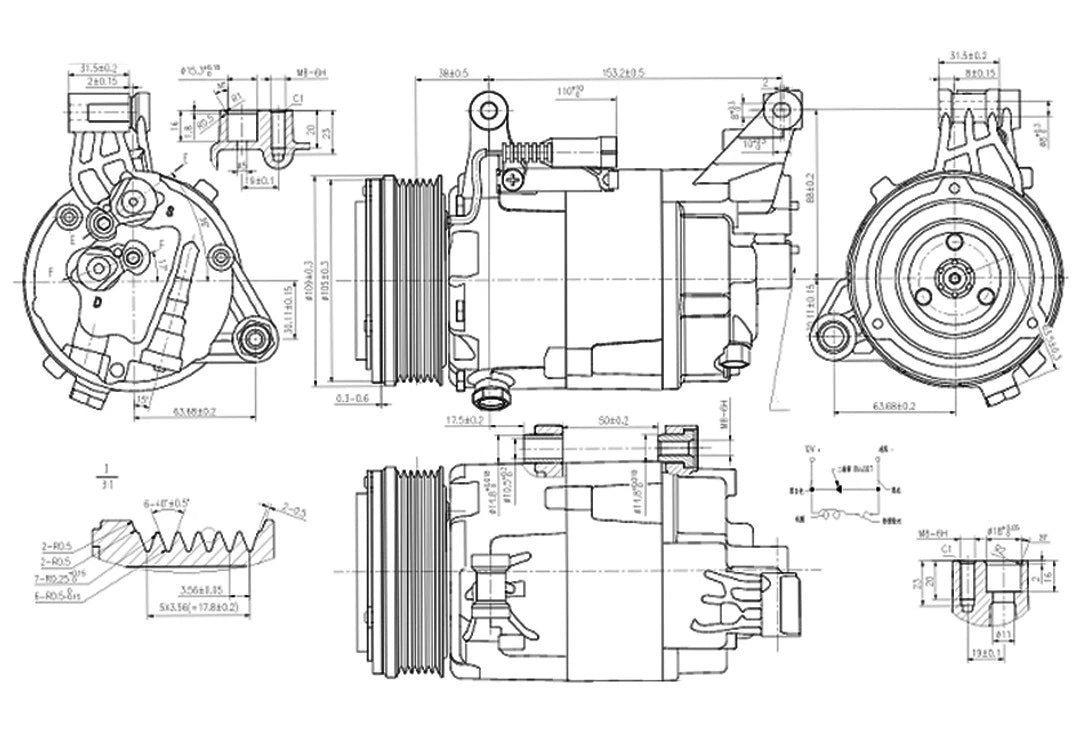AIR CONDITIONING COMPRESSOR FOR MINI COOPER R50 R52 R53 2001-2008 64521171310