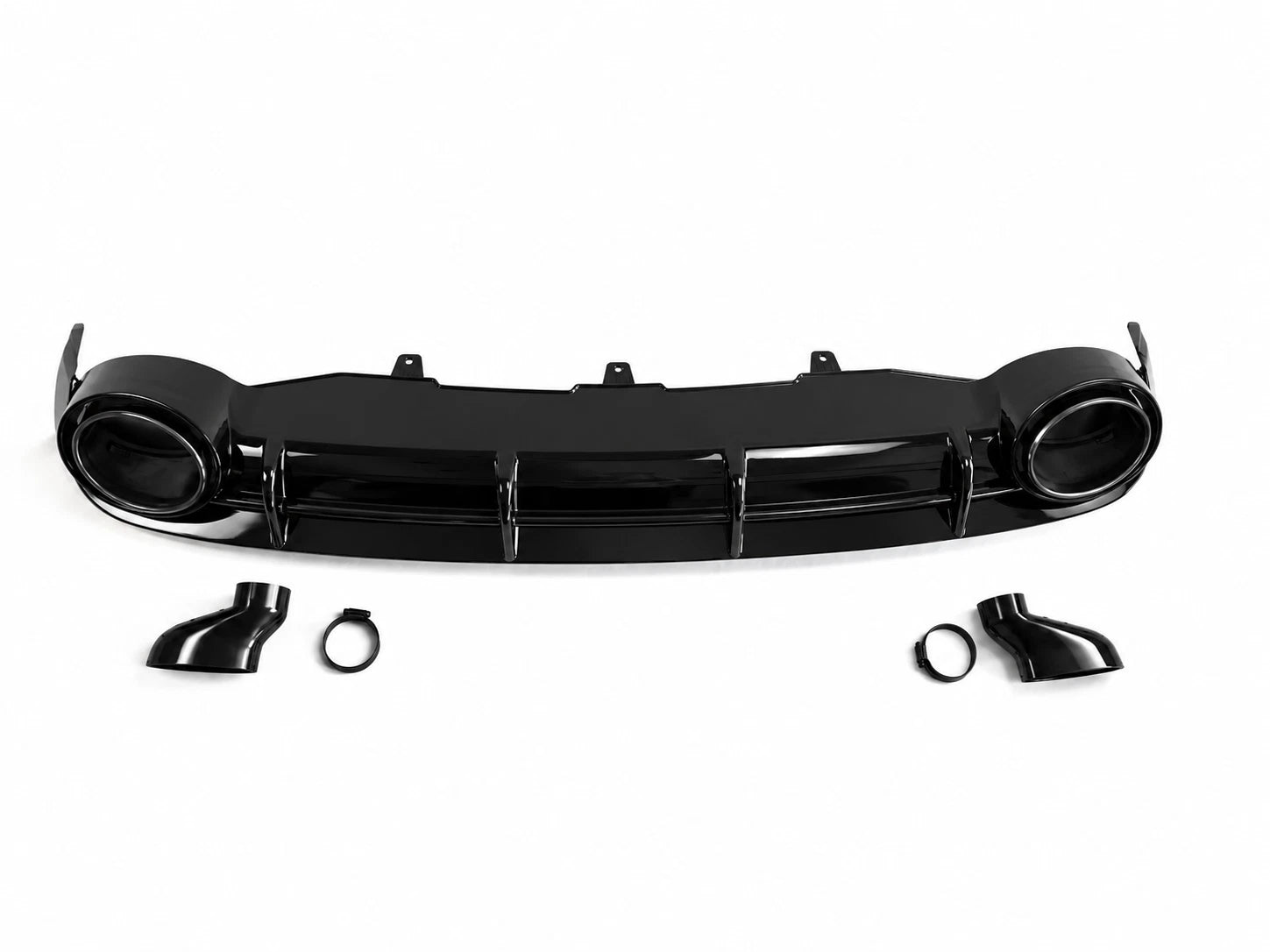 FOR AUDI A6 C7 SE STANDARD RS6 LOOK GLOSS REAR BUMPER DIFFUSER TAILPIPE 11-14