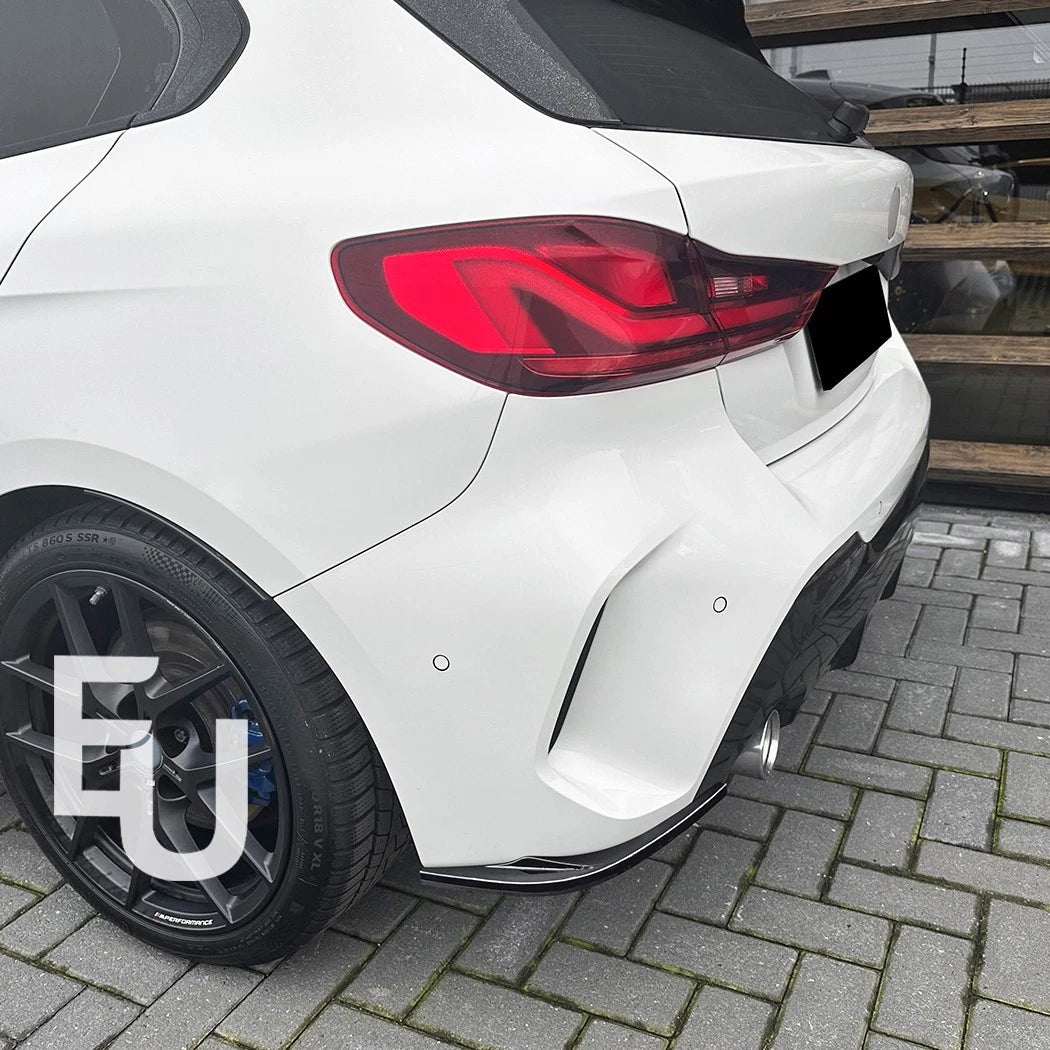 FOR BMW 1 SERIES F40 M SPORT REAR SIDE SPLITTER BUMPER DIFFUSER GLOSS BLACK 19+