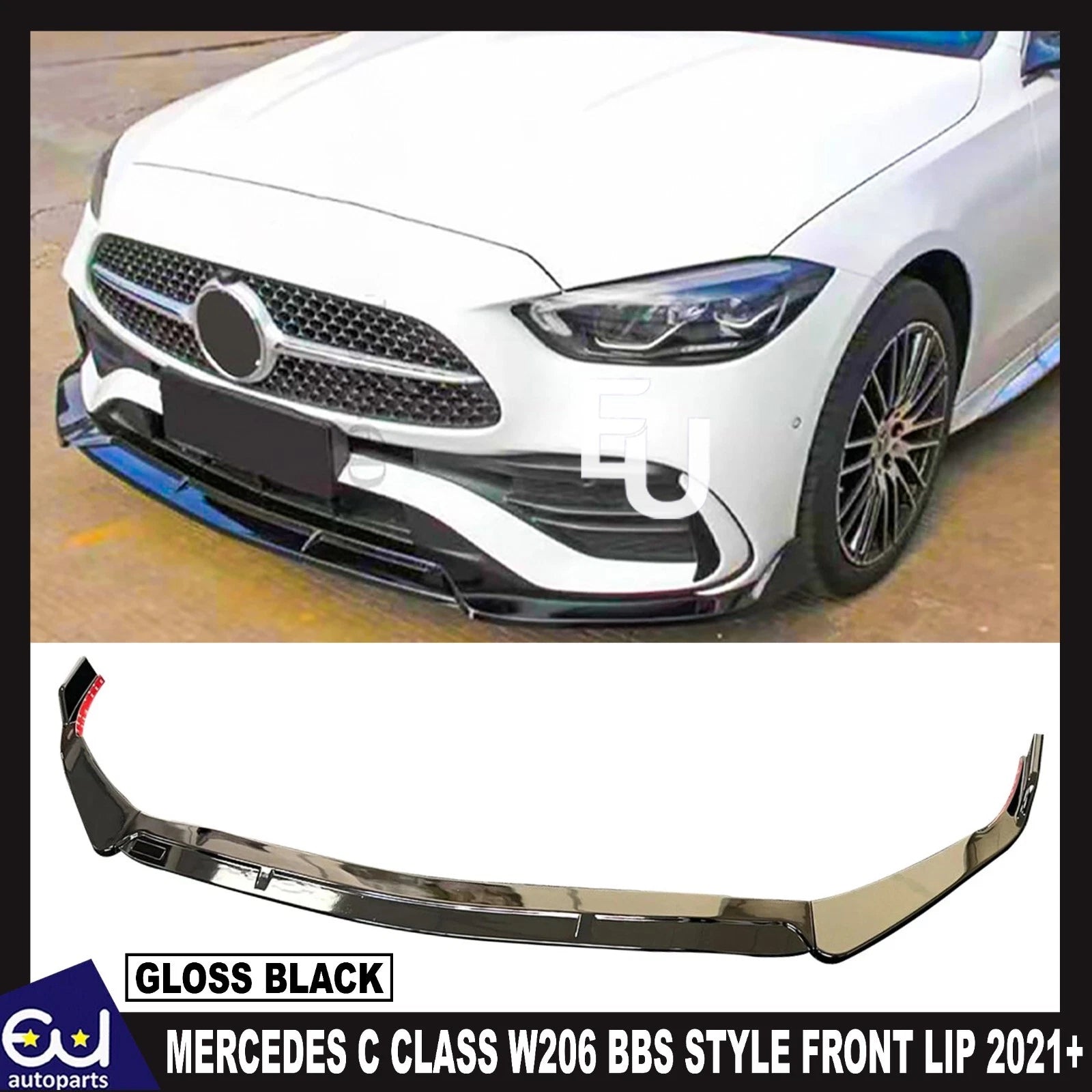 FOR MERCEDES C CLASS W206 BBS STYLE FRONT LIP SPLITTER SPOILER BODYKIT AMG 2021+