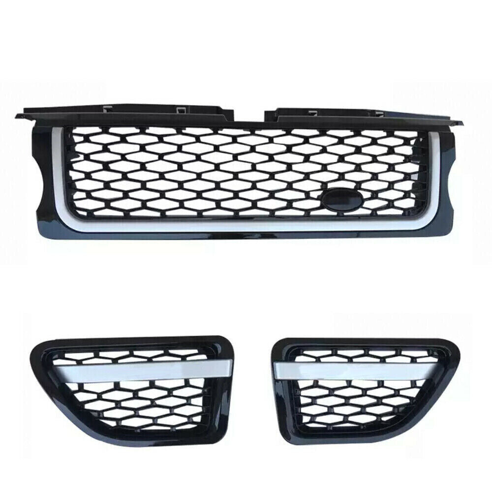 SILVER BLACK FRONT GRILLE SIDE VENTS FIT RANGE ROVER SPORT AUTOBIOGRAPHY 2005-09