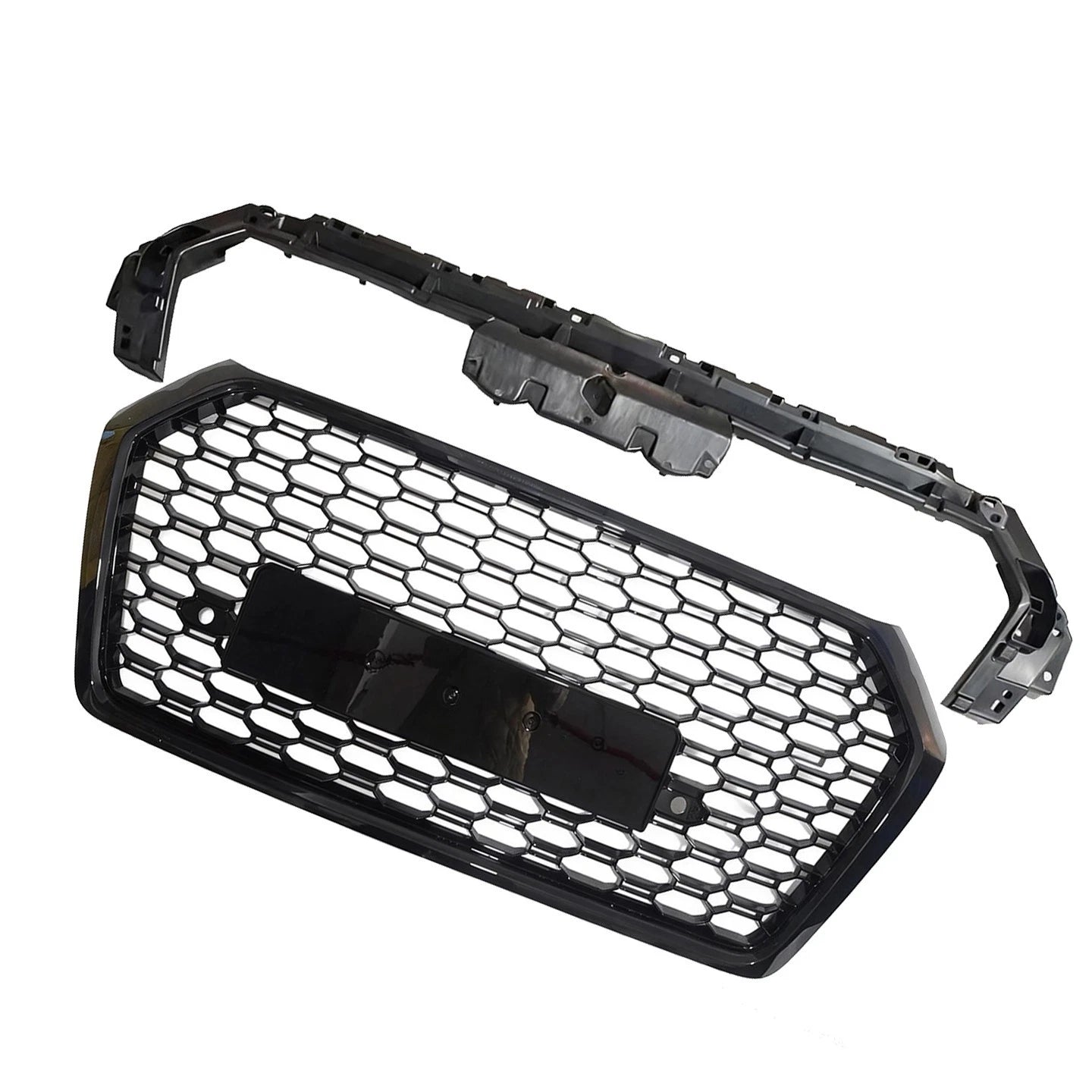 'RSQ5 STYLE' FRONT BUMPER HONEYCOMB GRILLE GLOSS BLACK FOR AUDI Q5 SQ5 FY 17-20