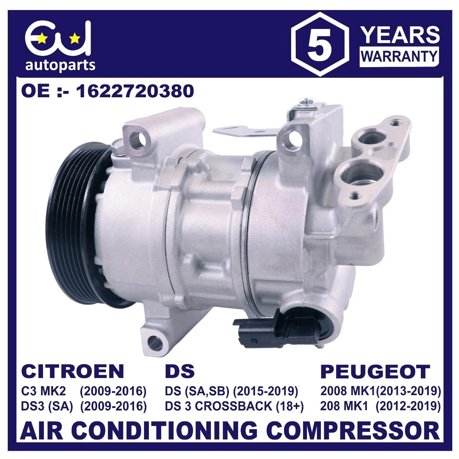 AIR CON CONDITIONING A/C COMPRESSOR PUMP FOR PEUGEOT 208 CU 2008 CA CC 1.0 1.2L