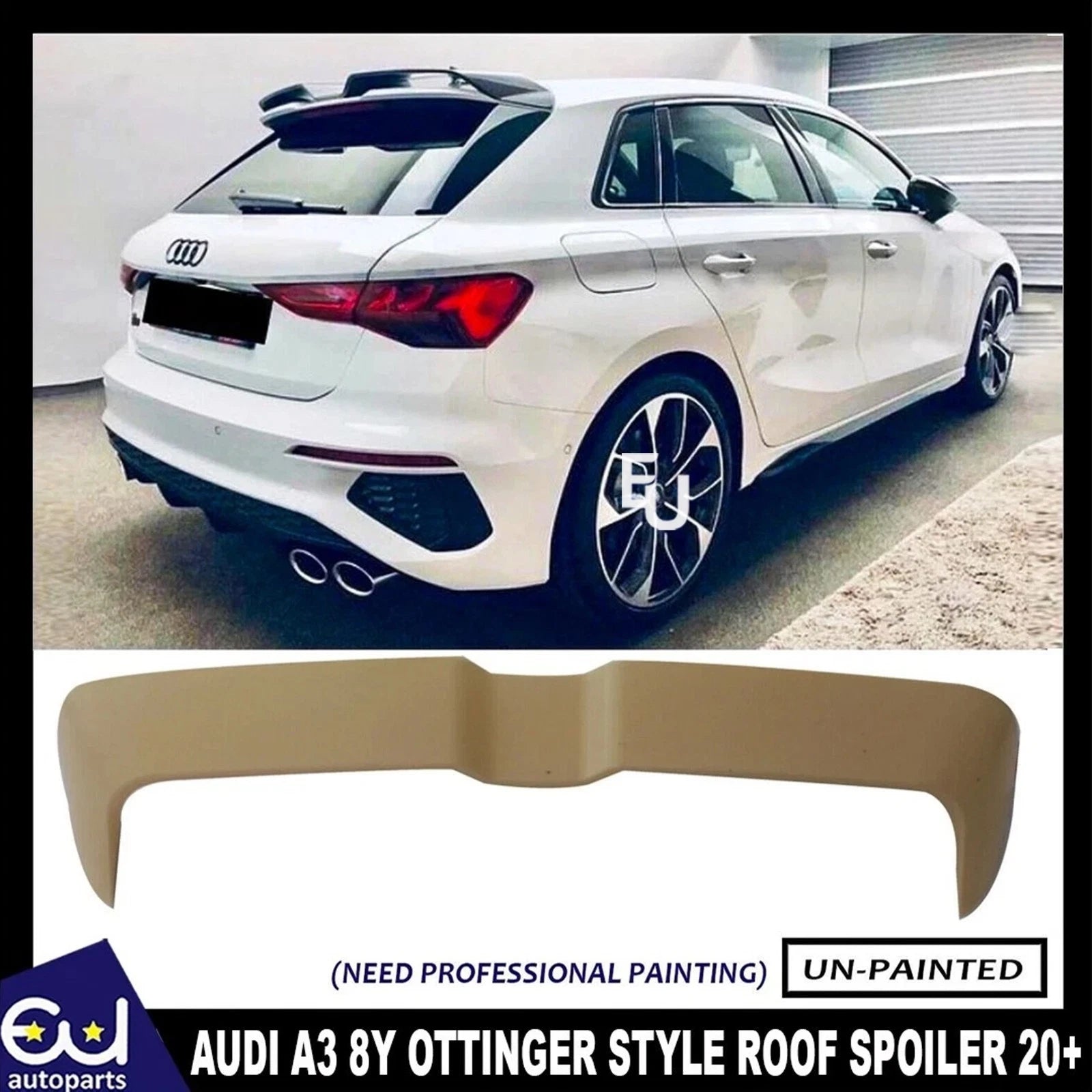 FOR AUDI A3 8Y HATCHBACK 2020+ OTTINGER STYLE REAR  ROOF SPOILER WING HOOD