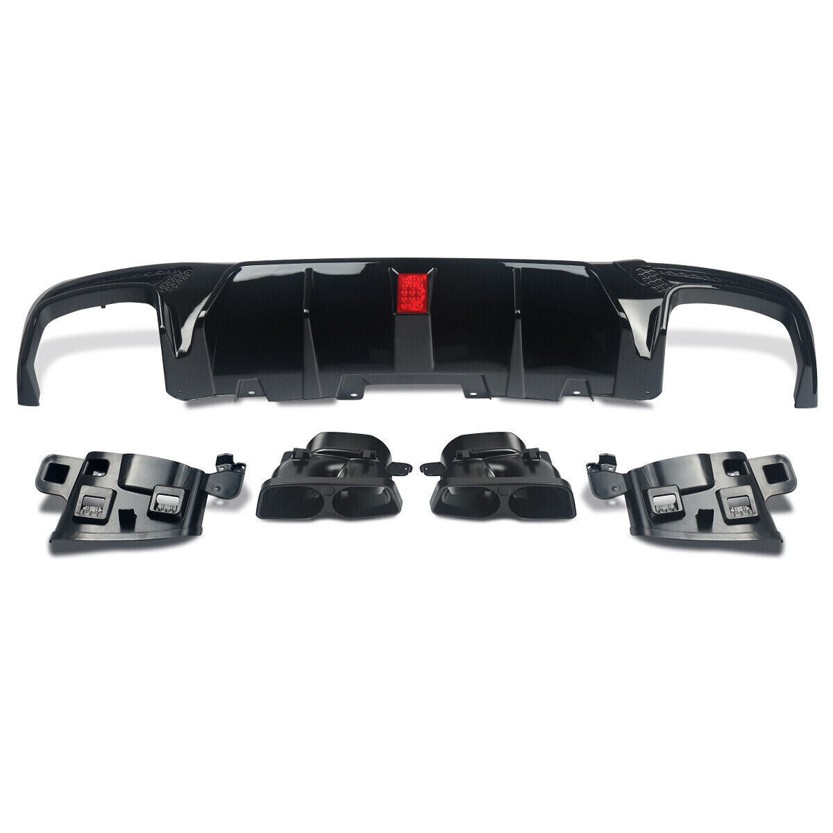 FOR MERCEDES GLE GLS W166 X166 REAR DIFFUSER WITH LIGHT & TAILPIPES BLACK 15-19