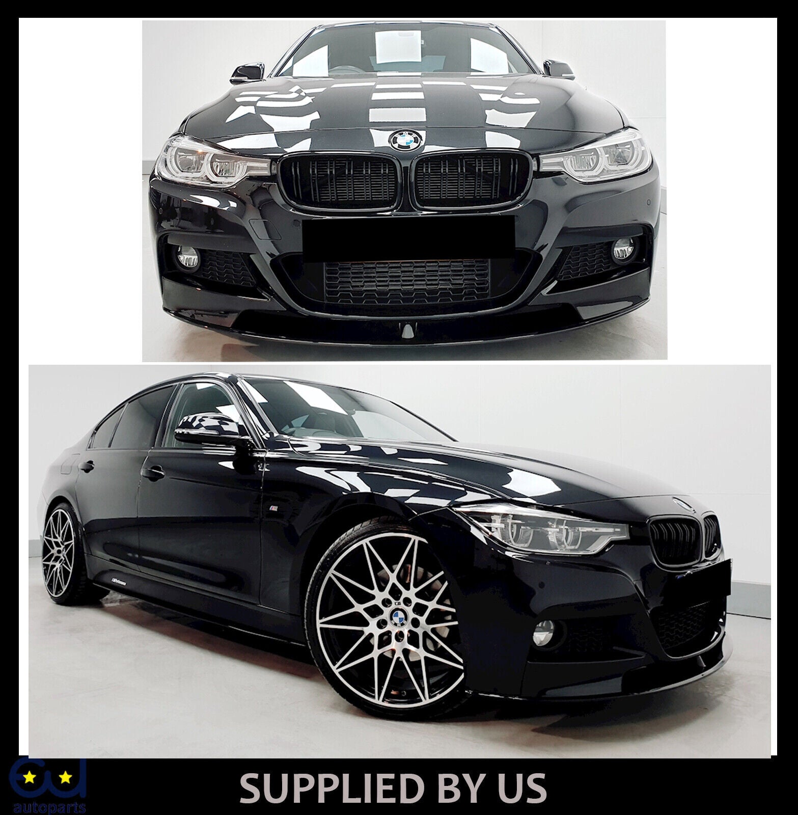 LEAVAN Gloss Black Front Kidney Grille Set For BMW F30 F31 3-Series 2012-2018