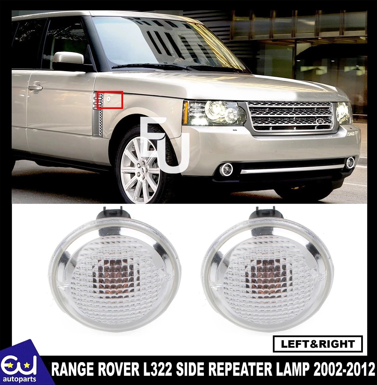 FOR RANGE ROVER L322 CLEAR SIDE WING REPEATER INDICATOR LAMP LIGHTS 2X XGB500020