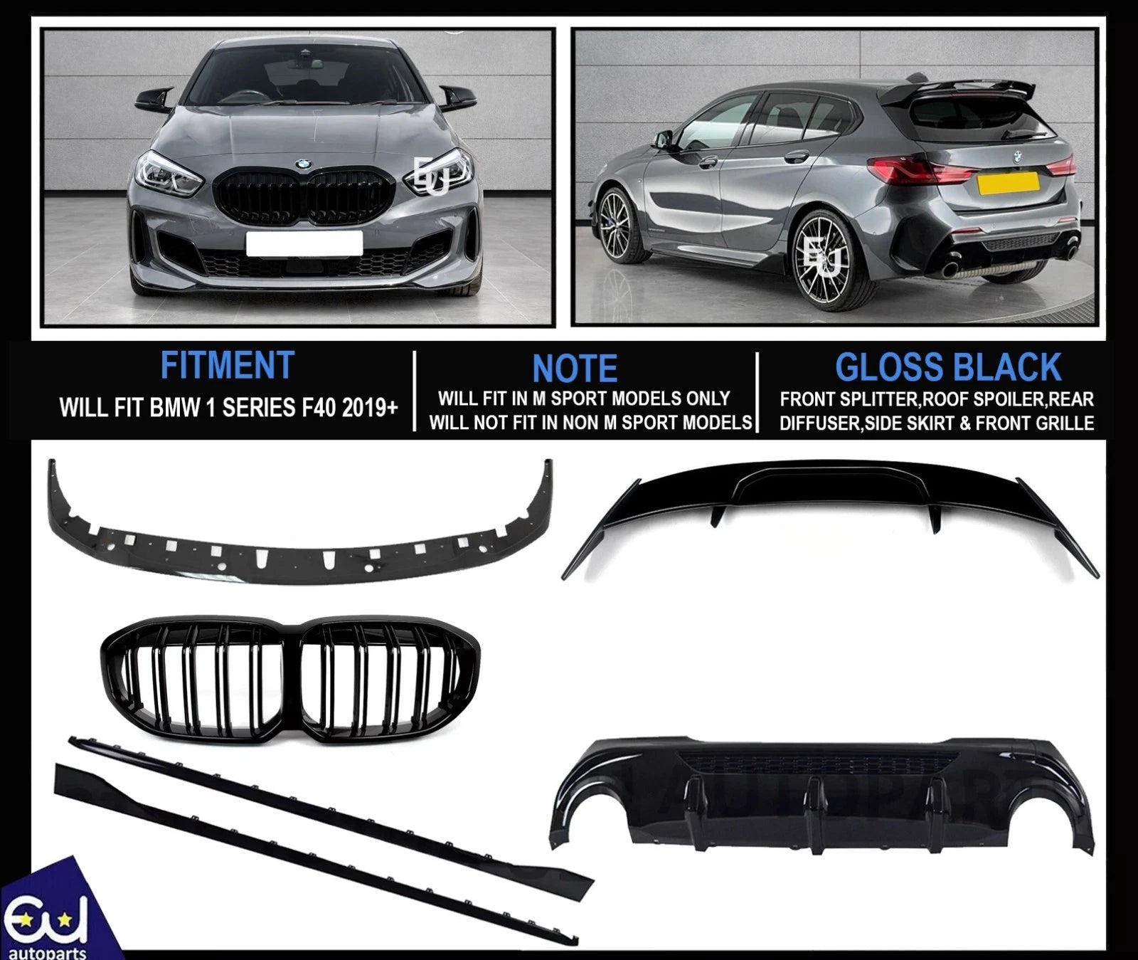 FOR BMW 1 SERIES F40 MP AERO BODYKIT BODY KIT FRONT SPLITTER REAR DIFFUSER 19+