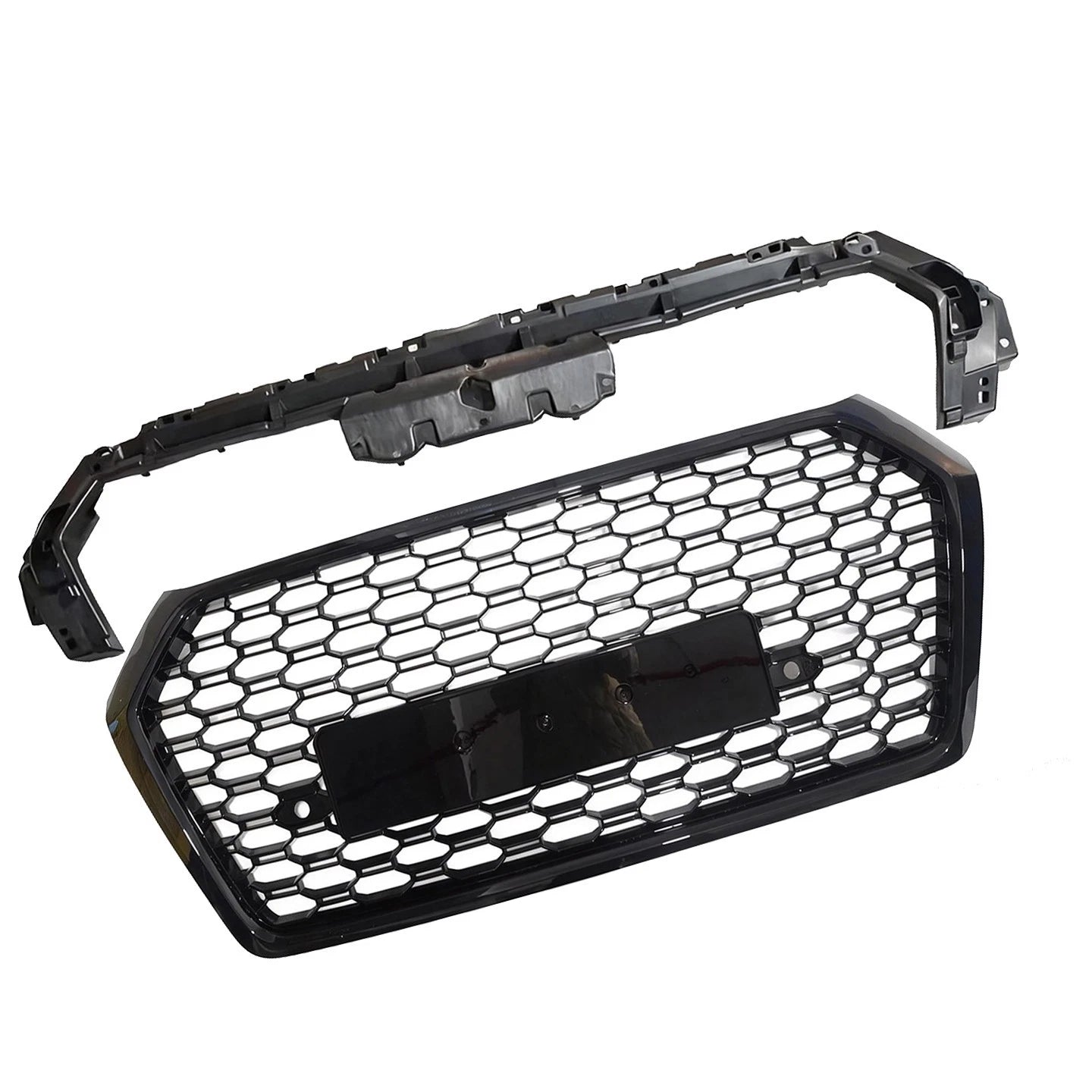 'RSQ5 STYLE' FRONT BUMPER HONEYCOMB GRILLE GLOSS BLACK FOR AUDI Q5 SQ5 FY 17-20