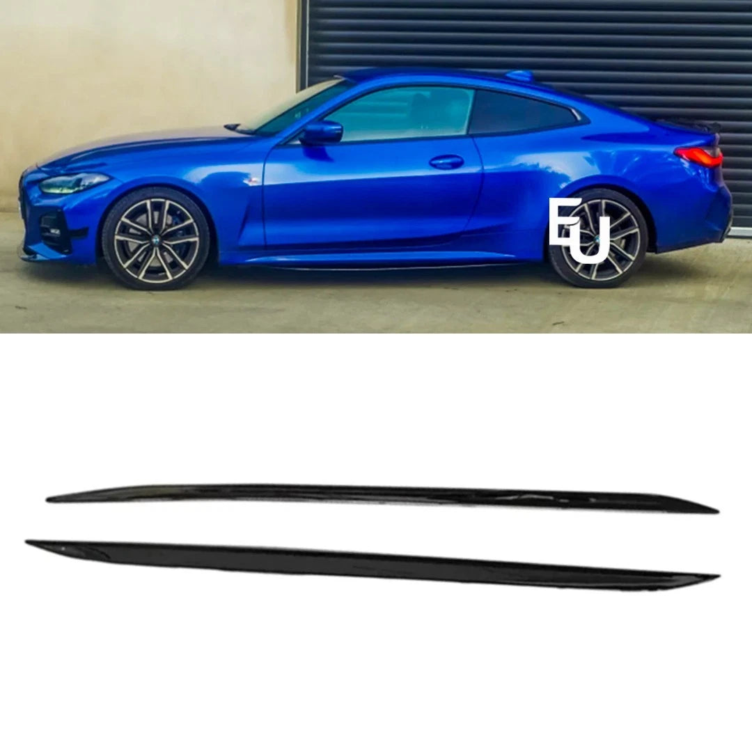 FOR BMW 4 SERIES G22 G23 M SPORT SIDE SKIRT EXTENTION LIP GLOSS BLACK 2020+