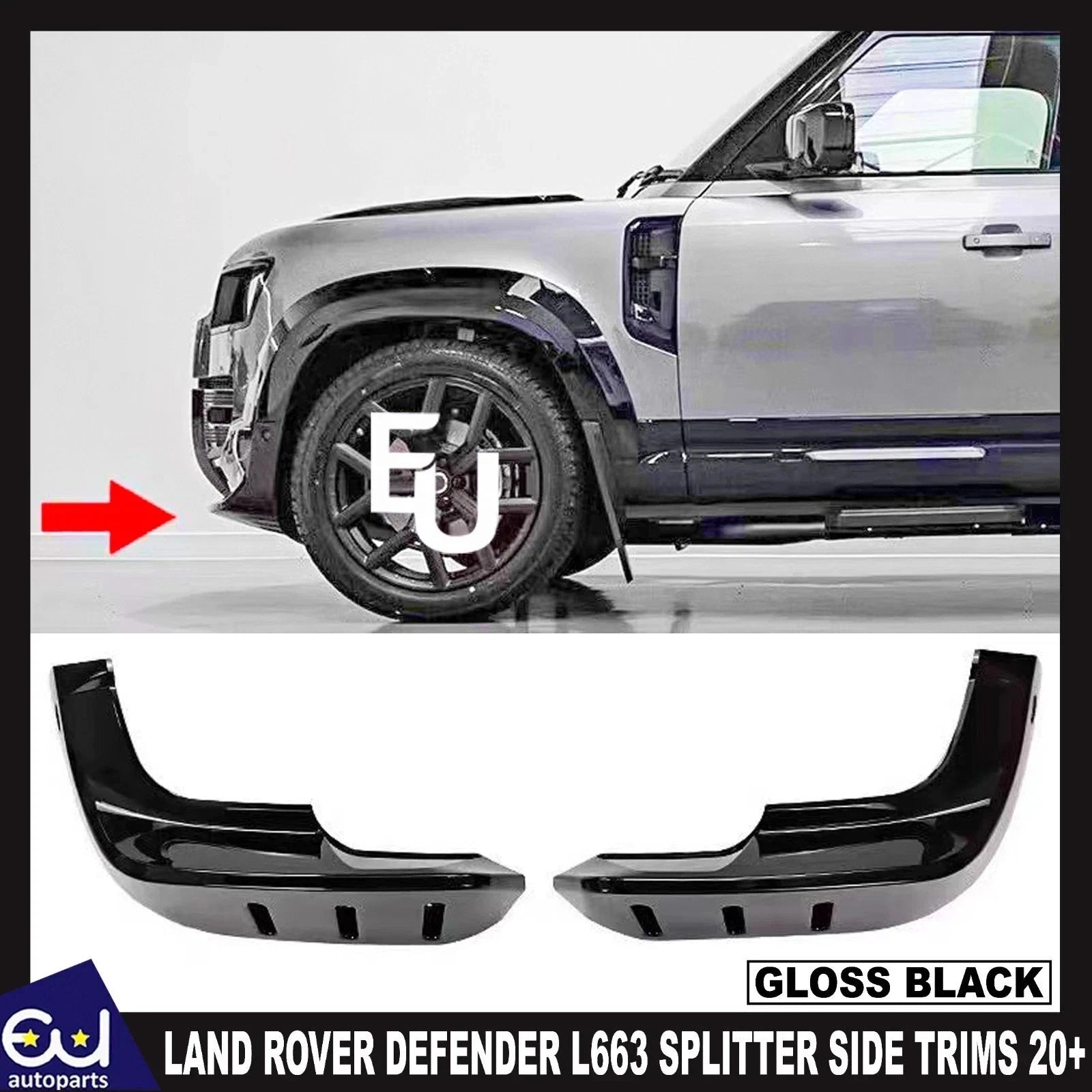 FRONT WIDE ARCH SPLITTER LIP EXTENTIONS FOR LAND ROVER DEFENDER 90 110 L663 20+