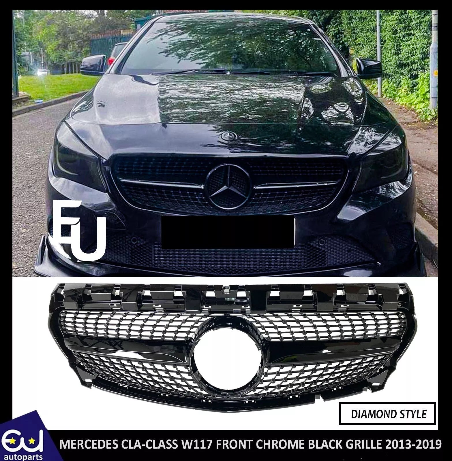 FOR MERCEDES CLA CLASS W117 C117 13-19 FRONT GRILLE GRILL BLACK DIAMOND STYLE