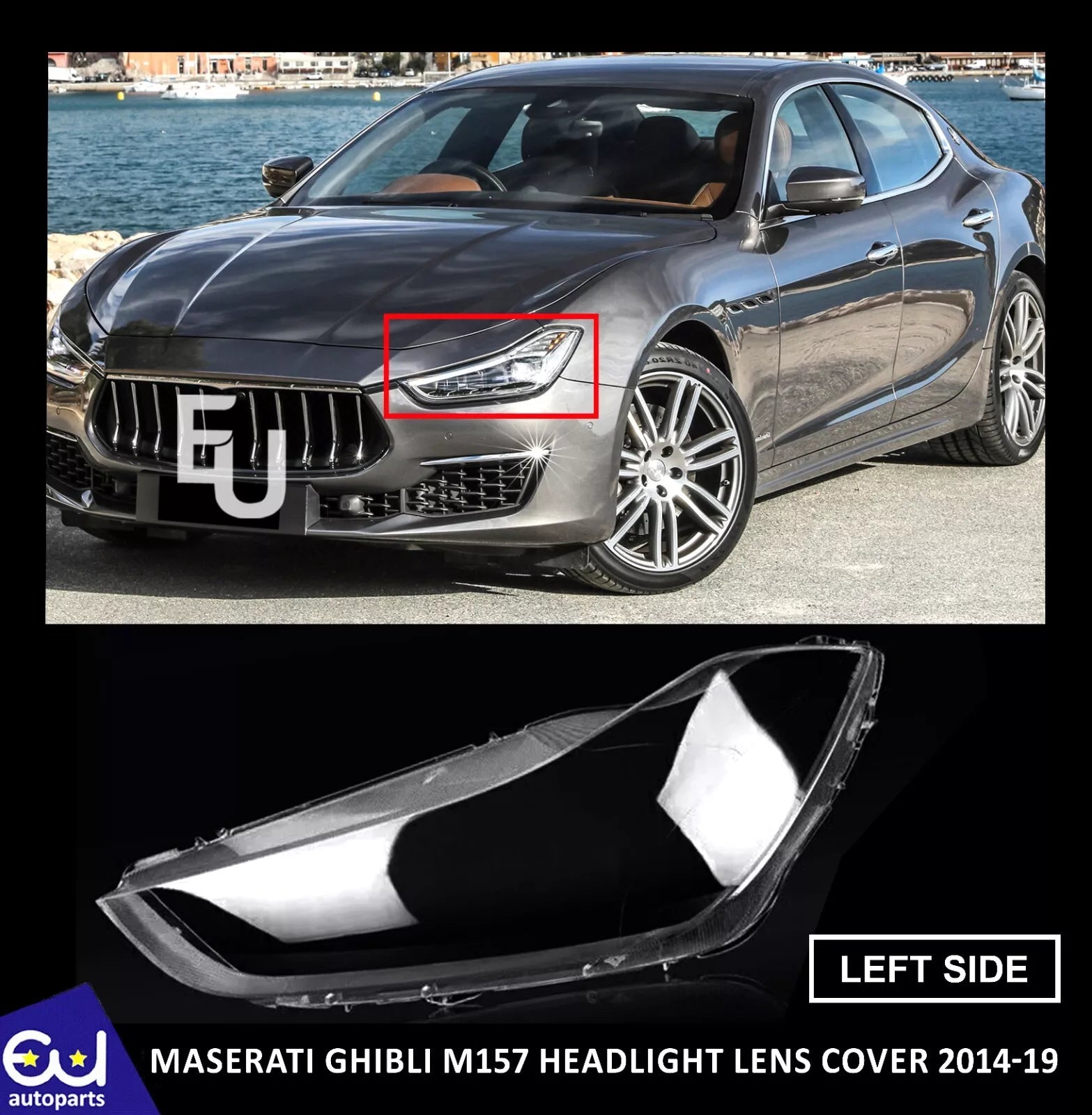 LEFT PASSENGER SIDE HEADLIGHT LENS COVER LAMP FOR MASERATI GHIBLI M157 2014-19