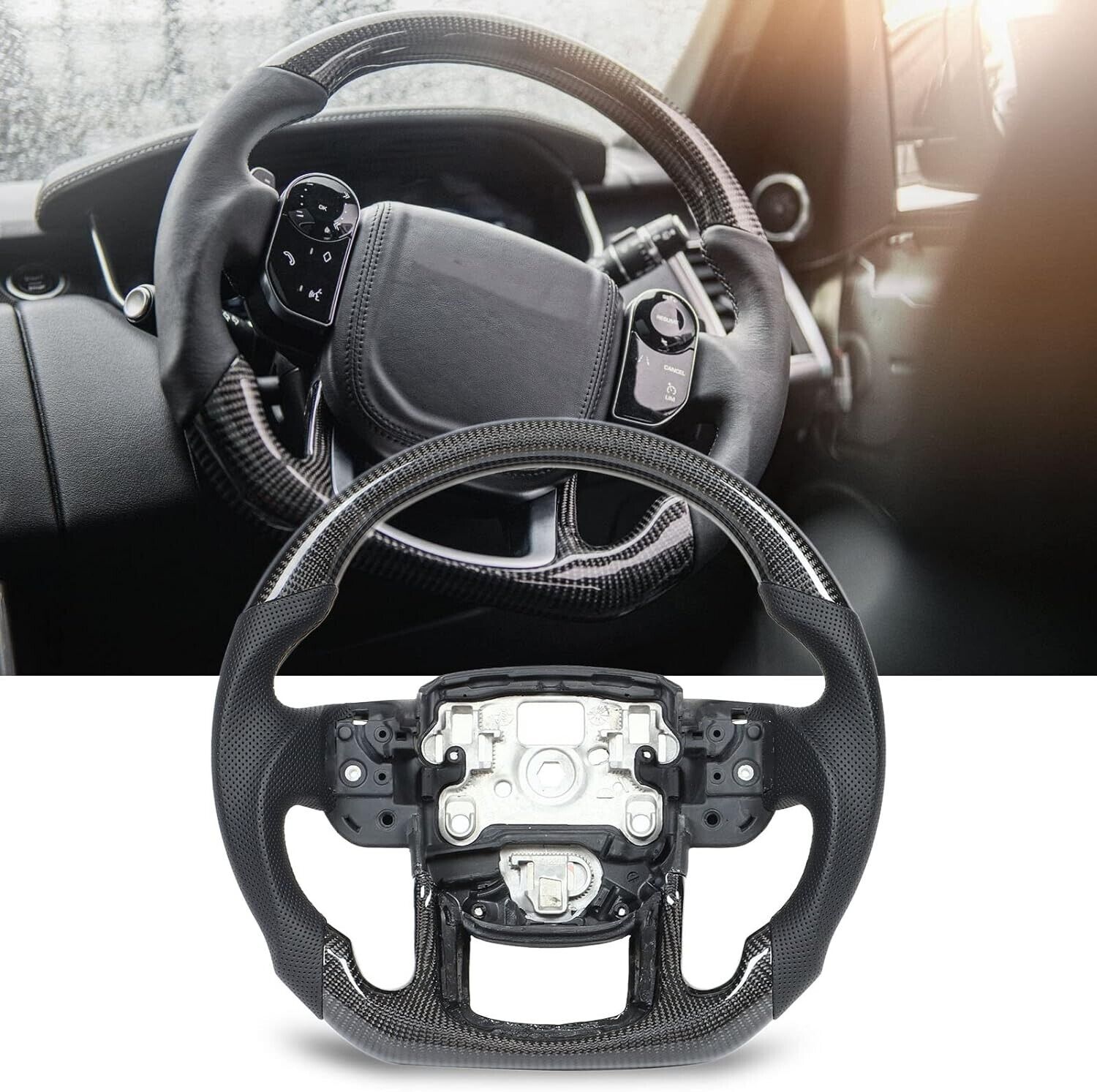 FOR RANGE ROVER SPORT SVR L494 DISCOVERY MK5 CARBON FIBER HEATED STEERING WHEEL