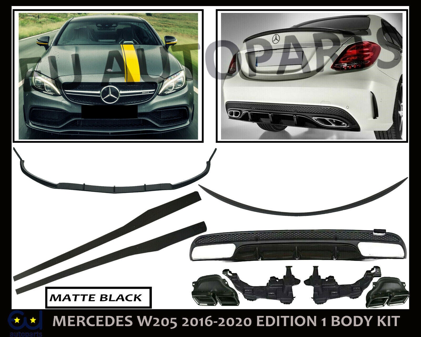 FOR MERCEDES C CLASS W205  EDITION 1 BODYKIT BODY KIT REAR DIFFUSER SPLITTER LIP