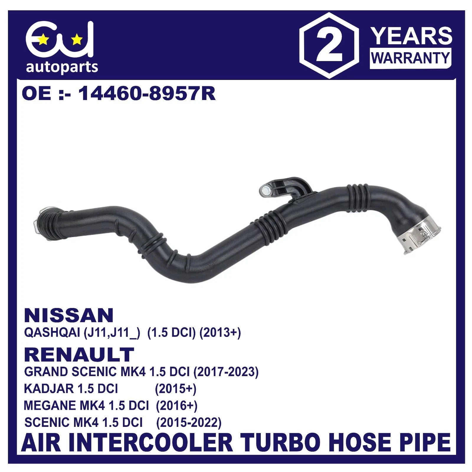 TURBO INTERCOOLER HOSE FOR NISSAN QASHQAI RENAULT MEGANE SCENIC KADJAR 1.5 DCI