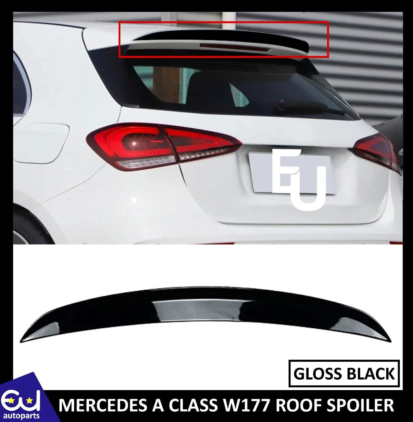 FOR MERCEDES A35 A45 AMG STYLE A CLASS W177 GLOSS BLACK ROOF LIP SPOILER 2018+