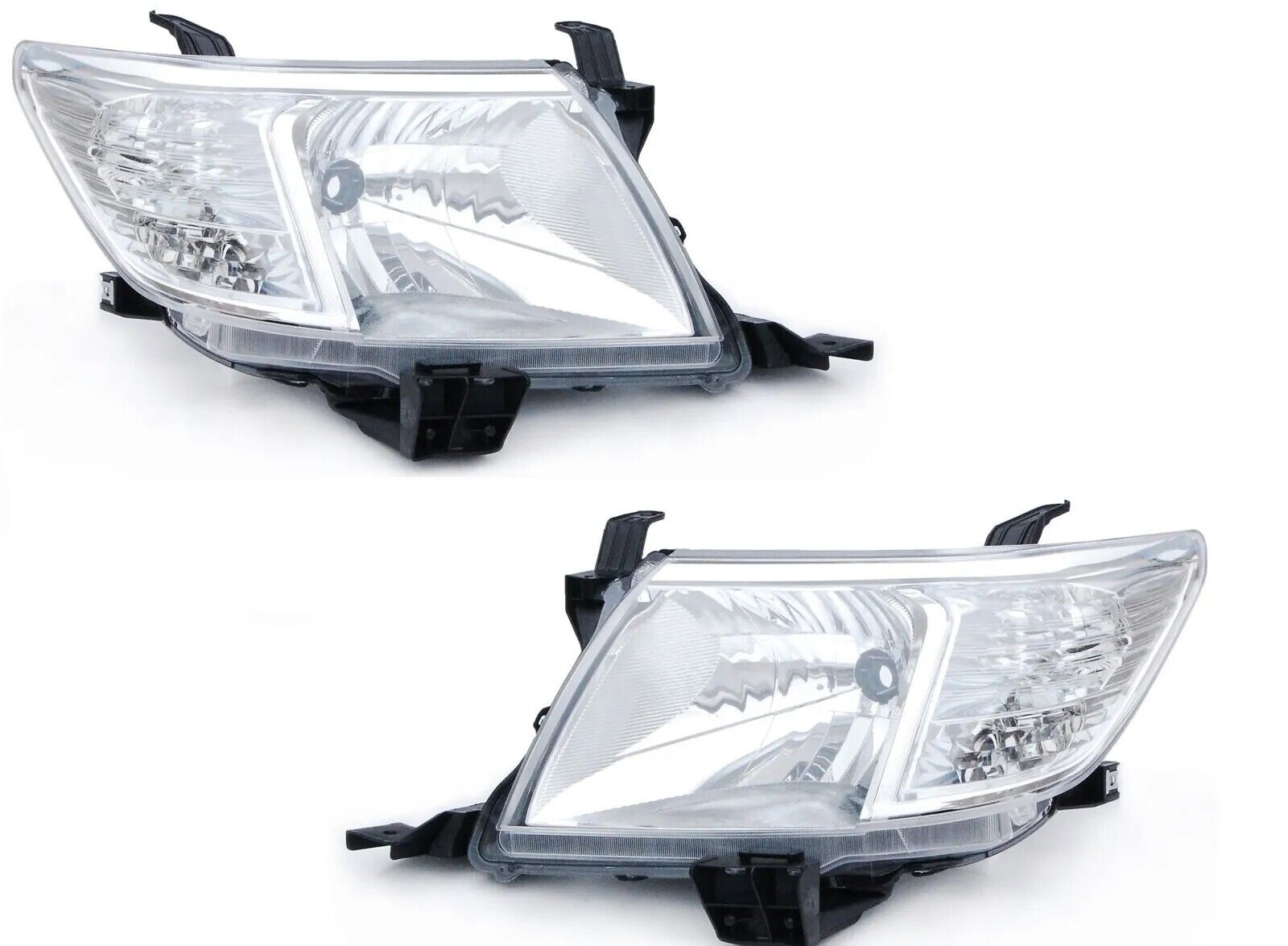 FIT TOYOTA HILLUX 2011-2016 FRONT CHROME HEADLIGHT HEADLAMP LEFT & RIGHT SET