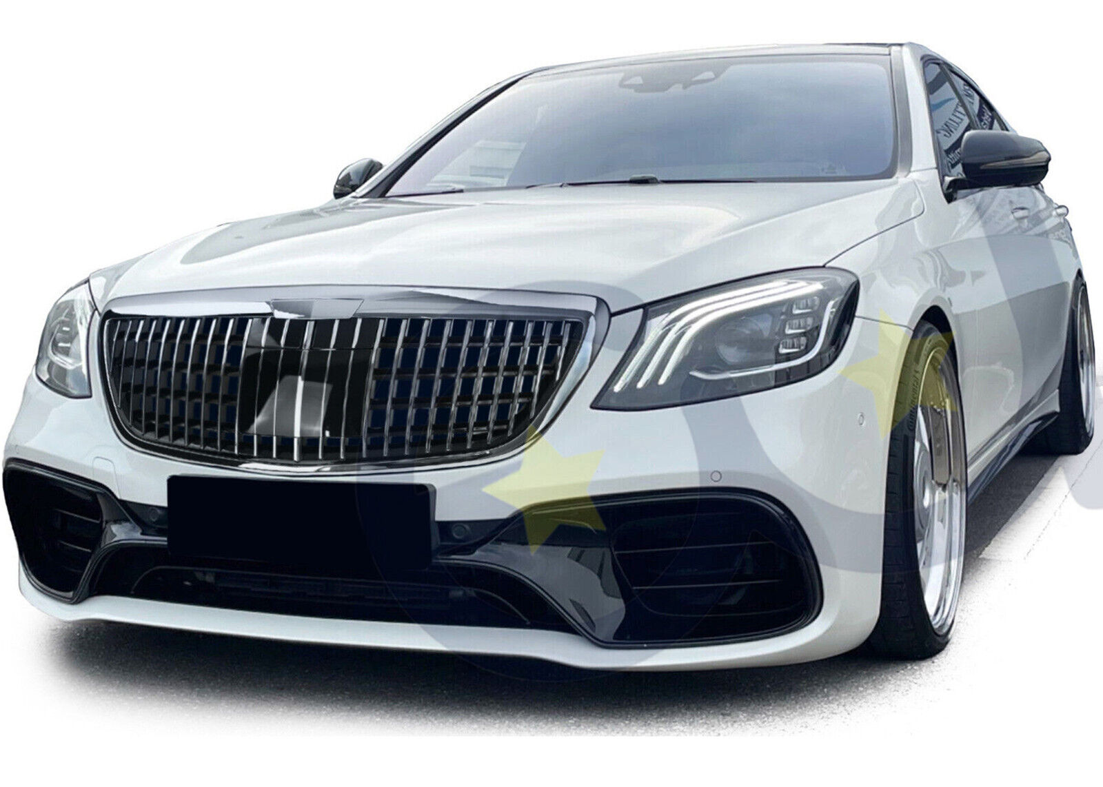 FOR MERCEDES BENZ S CLASS W222 MAYBACH STYLE FRONT GRILL GRILLE CHROME 2014-2021