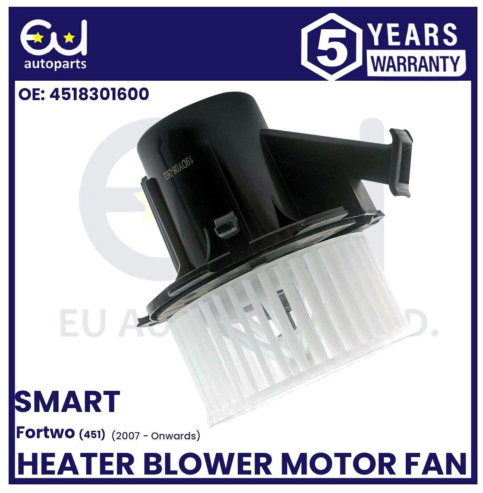 HEATER INTERIOR BLOWER MOTOR FAN FOR SMART FORTWO CABRIO 451 2007-23 4518301600