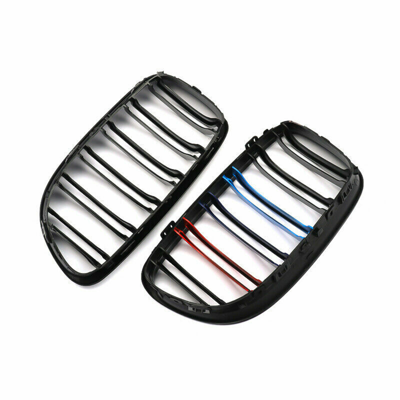 M COLOR BLACK TWIN BAR KIDNEY GRILLE GRILL FOR BMW 3 SERIES E90 E91 LCI 08-2011