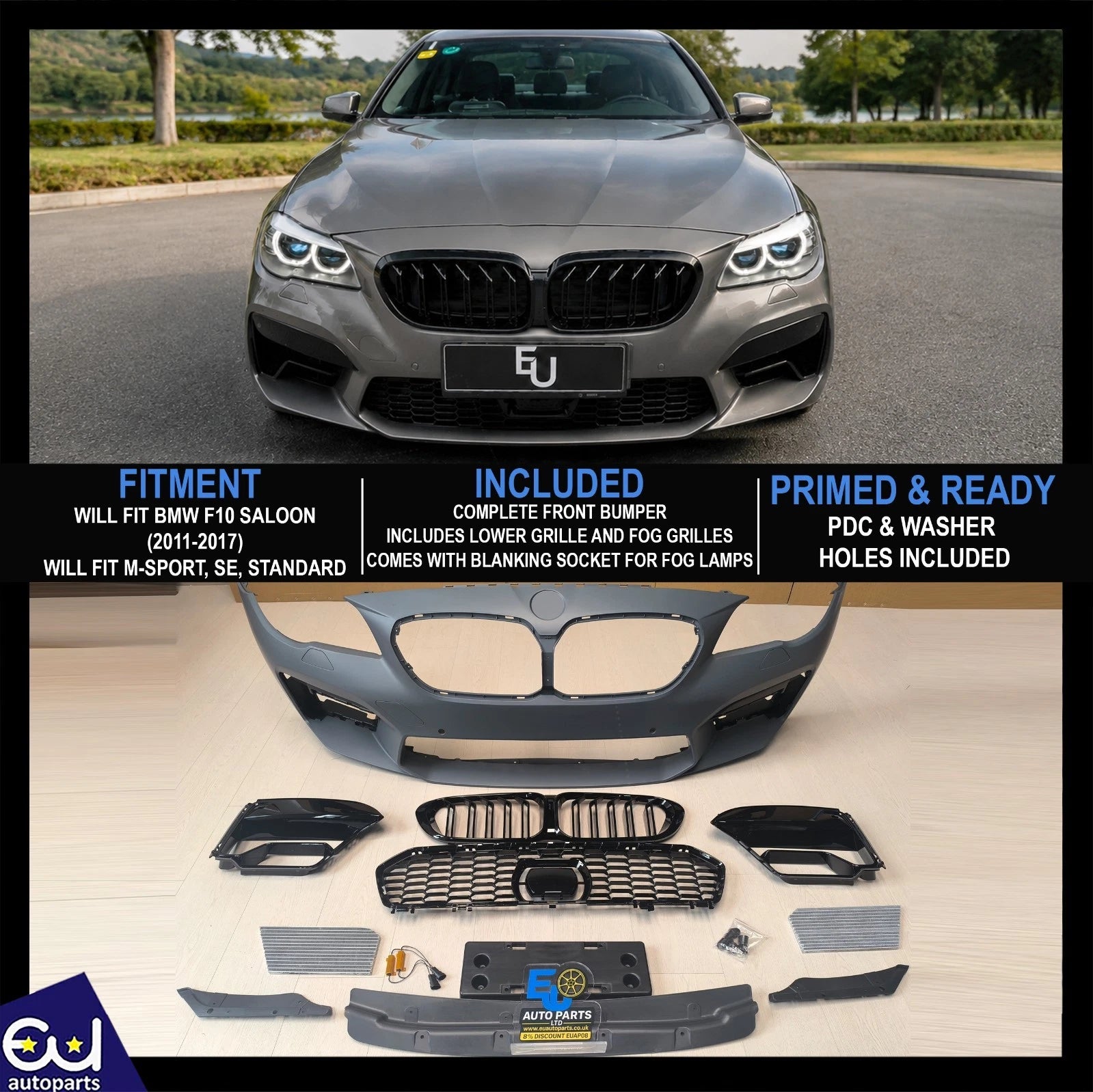UPGRADE F90 M5 CONVERSION FRONT BUMPER BODY KIT FOR BMW 5 SERIES F10 F11 2010-17