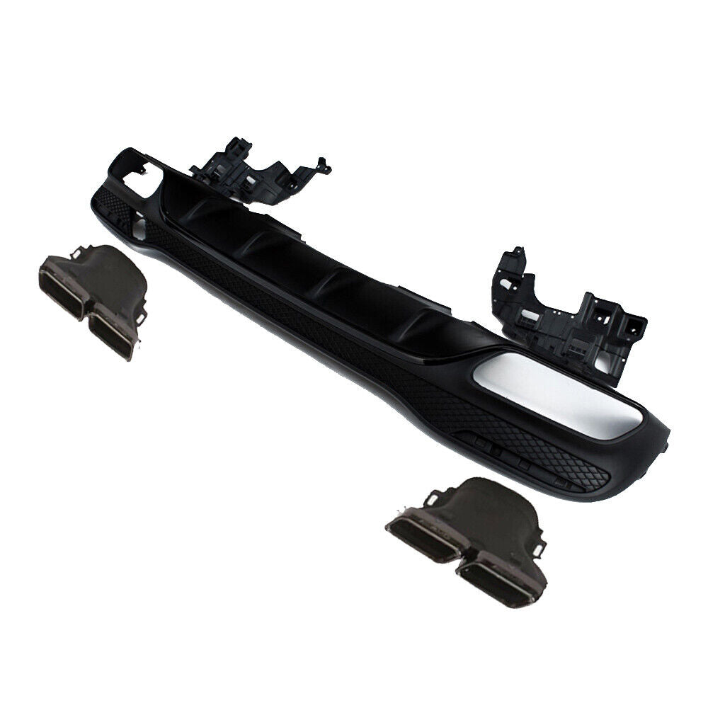 FOR MERCEDES GLE ML W166 SUV GLE63 STYLE REAR DIFFUSER VALANCE & BLACK TAILPIPES