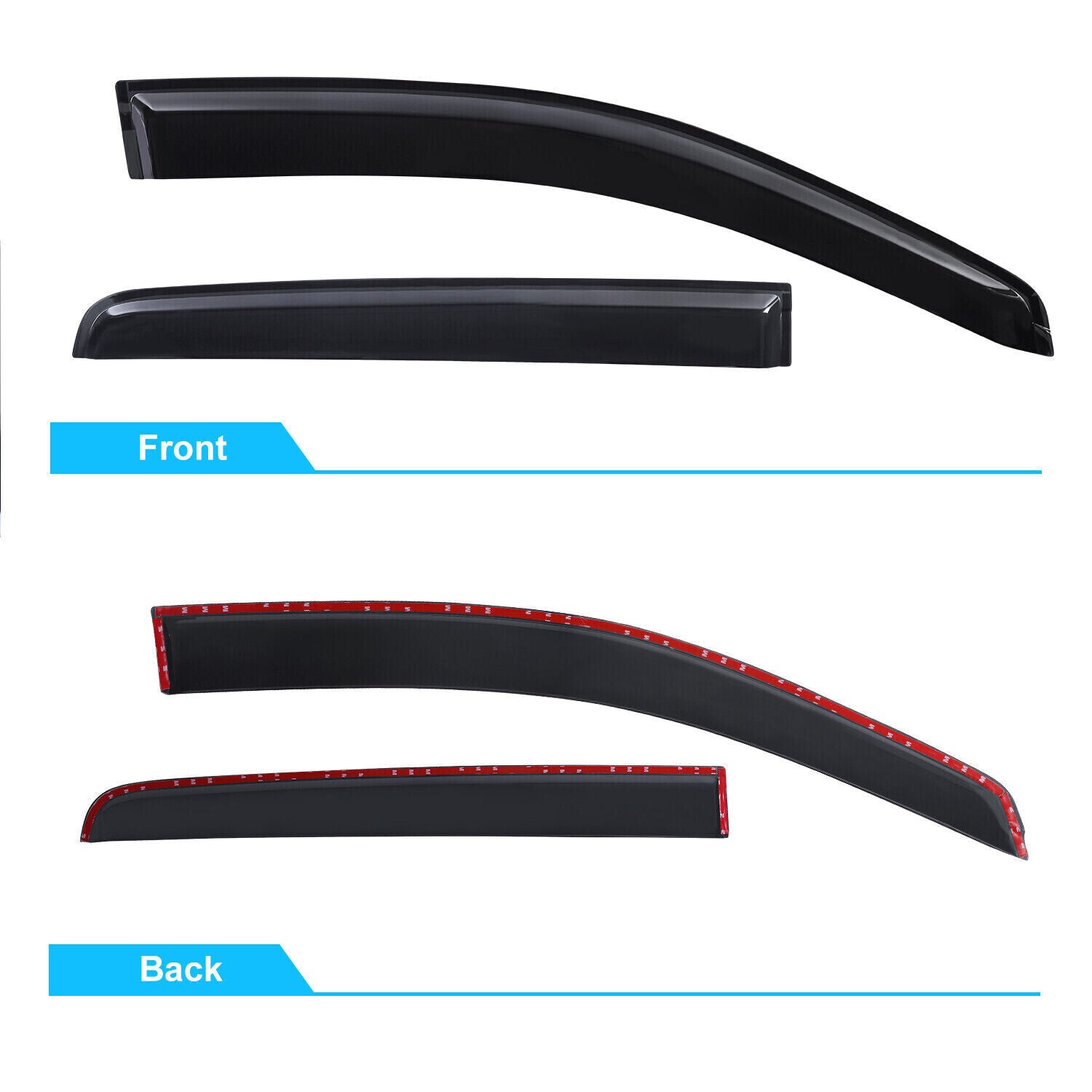 WIND DEFLECTORS FOR FORD RANGER T6 WILDTRAK 2012-2023 DCAB RAIN SHIELDS 4PCS
