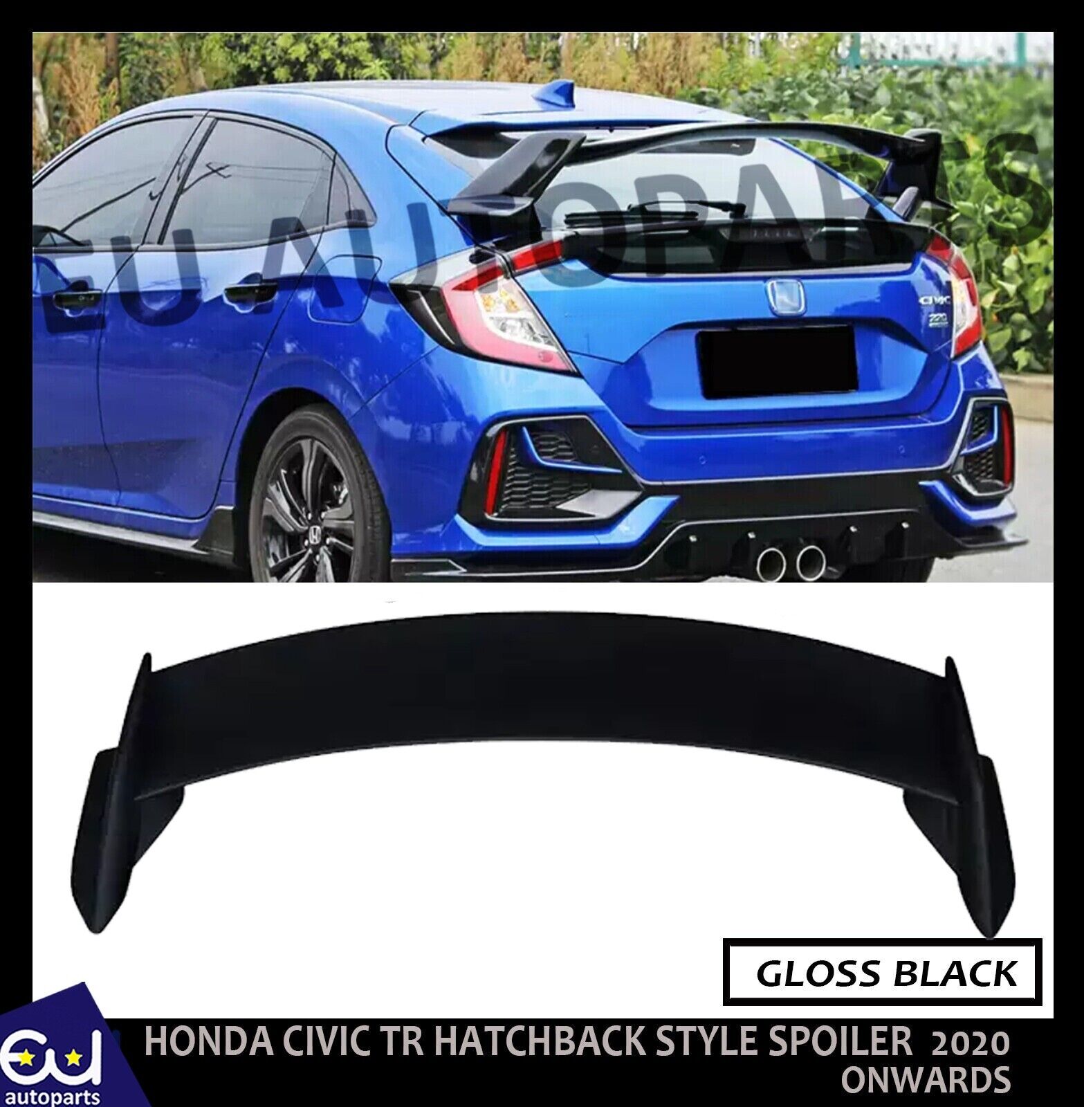 REAR ROOF BOOT HOOD SPOILER WING FOR HONDA CIVIC HATCHBACK R STYLE 5D 16-21