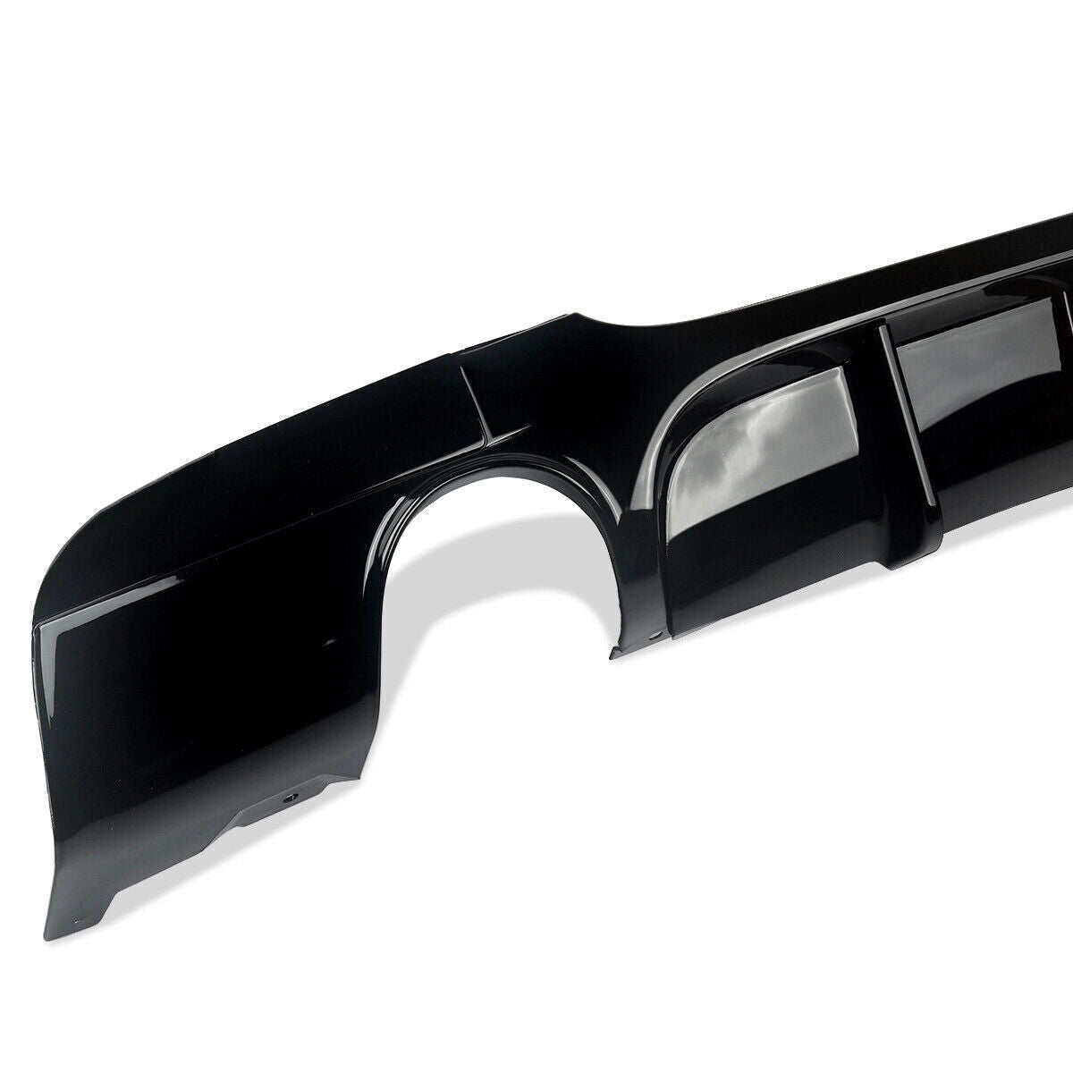 FOR BMW 3 SERIES E90 E91 M SPORT REAR DIFFUSER DUAL EXHAUSTS GLOSS BLACK W/ LED