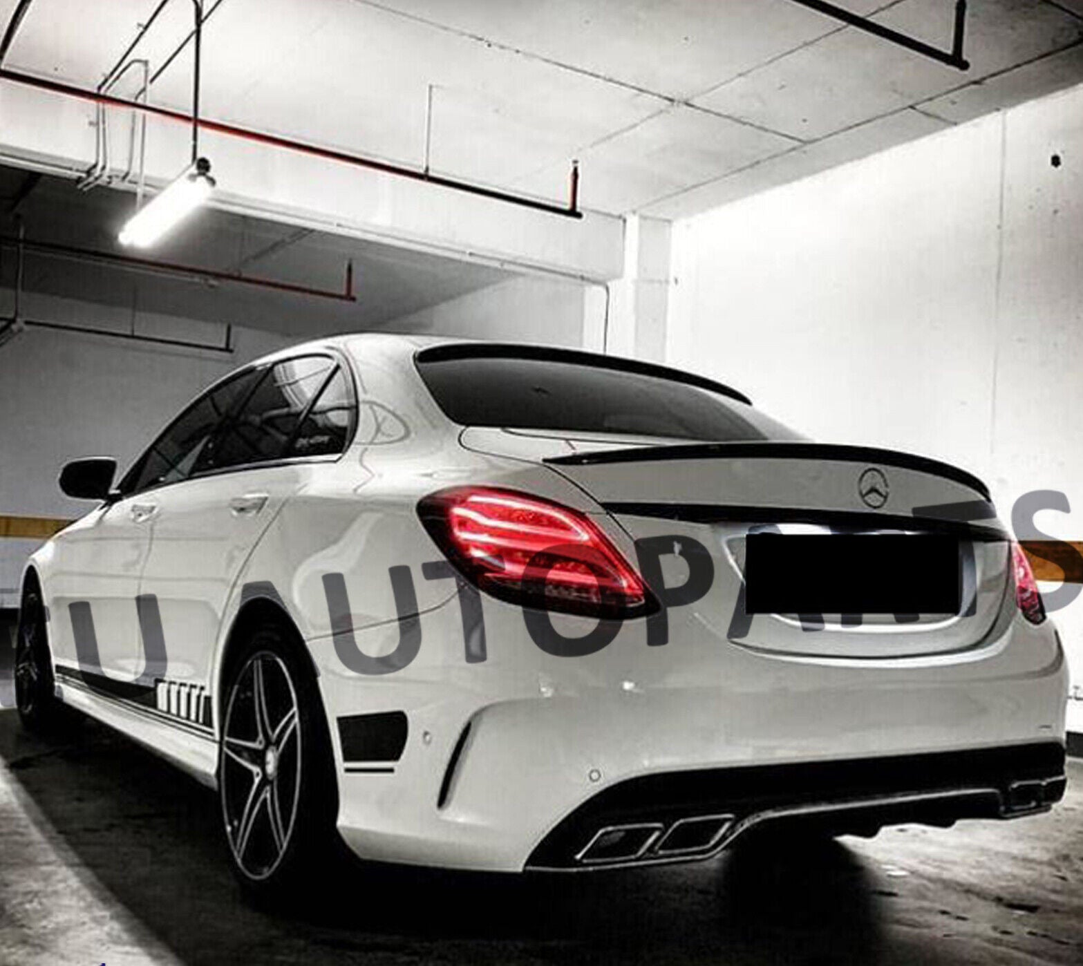 Mercedes C-Class W205 Saloon Gloss Black Rear Roof Window Spoiler Lip Wing 14-19