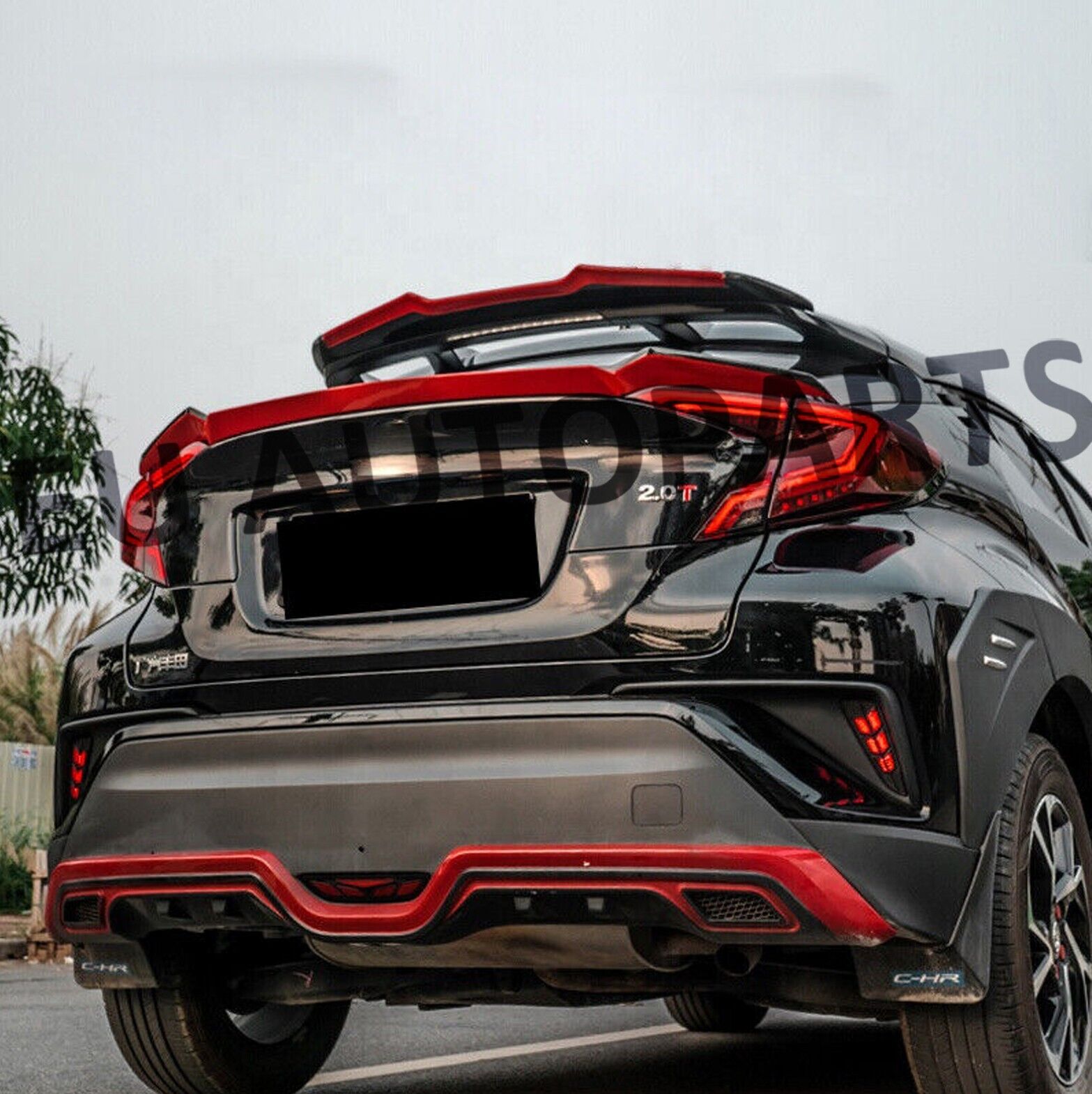REAR ROOF SPOILER TRUNK WING TRIM FOR TOYOTA C-HR CHR 2016-2022 GLOSS BLACK